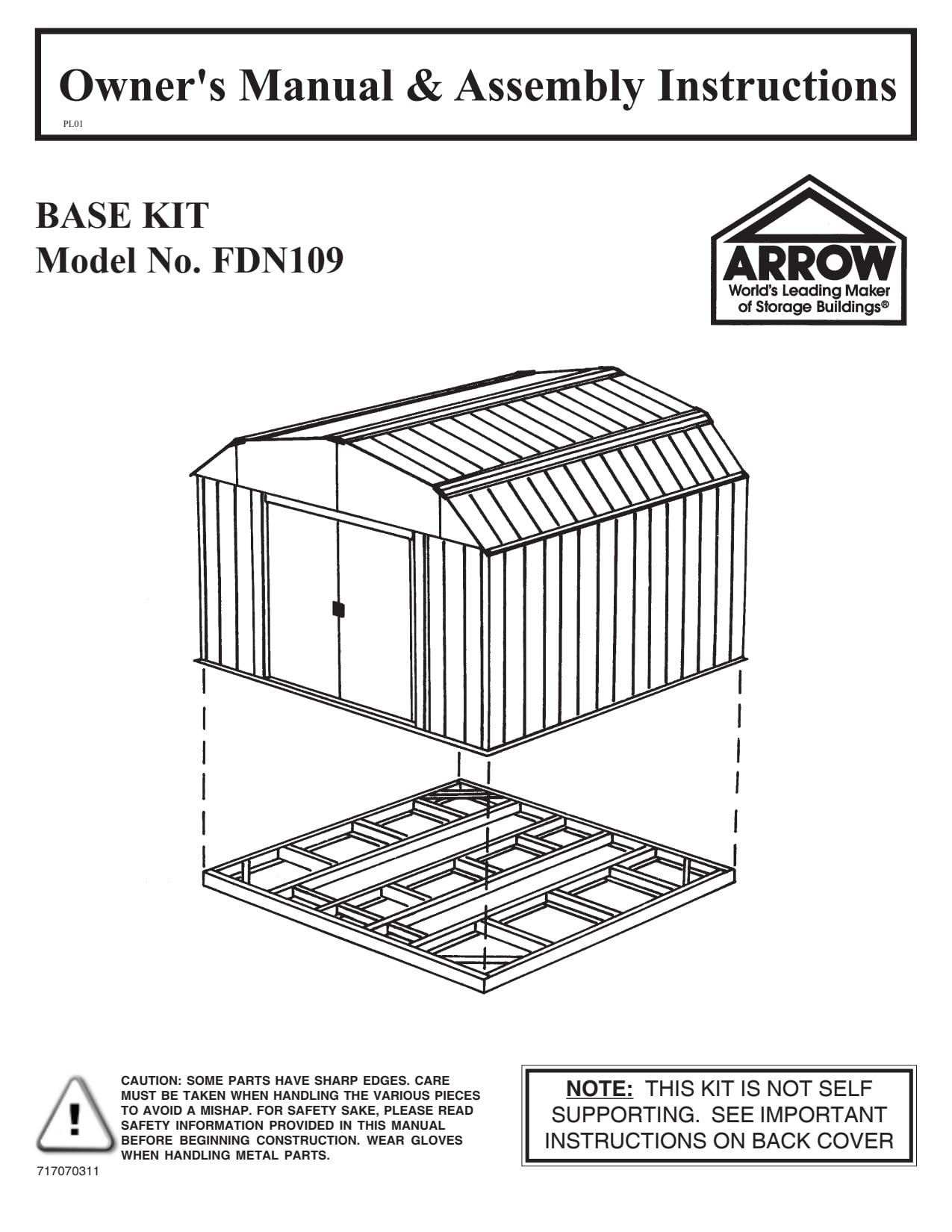 Arrow FDN109 Storage Shed with Floor Base Kit for 8'x8', 10'x8' & 10'x9' Arrow sheds - Image 4