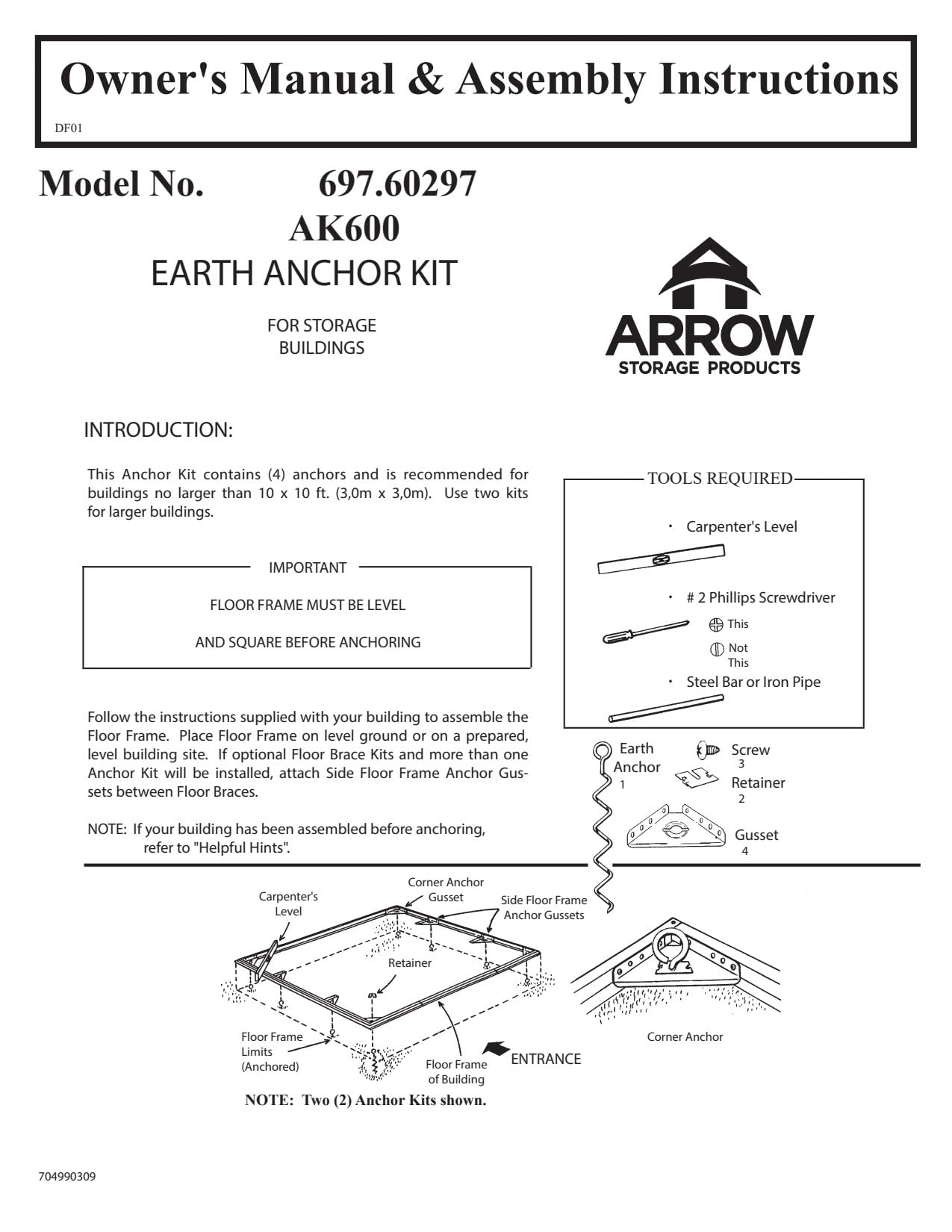 Arrow Shed AK600 Earth Anchor Kit, Steel-stainless - Image 15