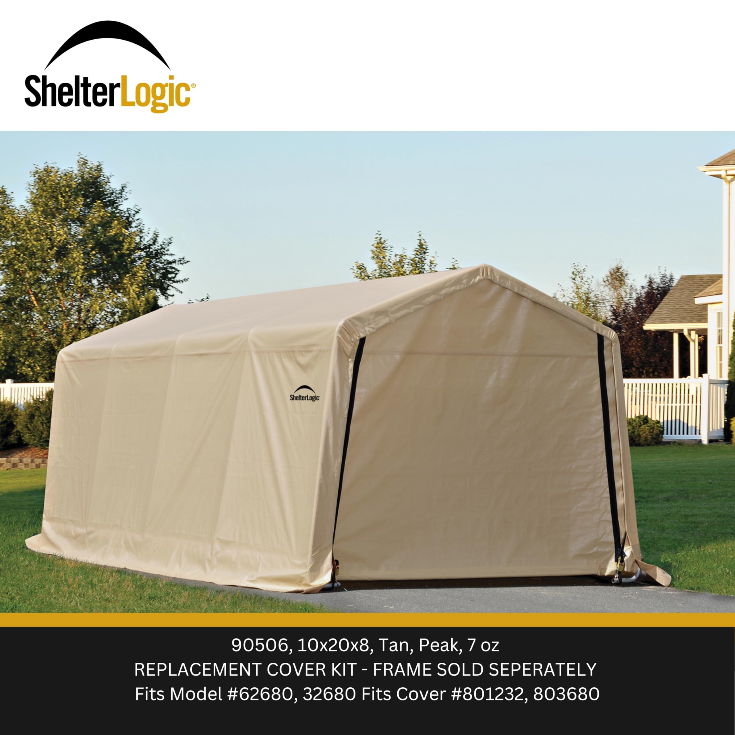 Replacement Cover Kit AutoShelter 10 x 20 ft. for Model 62680, 32680, Tan, 7.5oz, Cover Only, Frame Not Included - Image 3