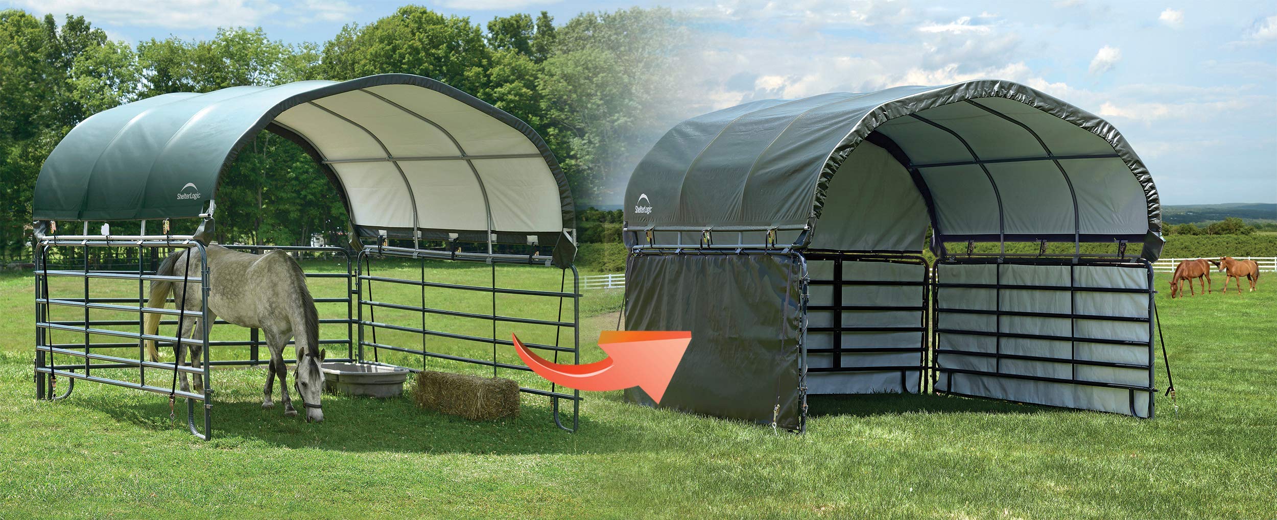 ShelterLogic 10' x 10' Enclosure Kit for Outdoor Corral Shelter Cover (Corral Frame and Panels, Top Cover NOT Included) Green - Image 10