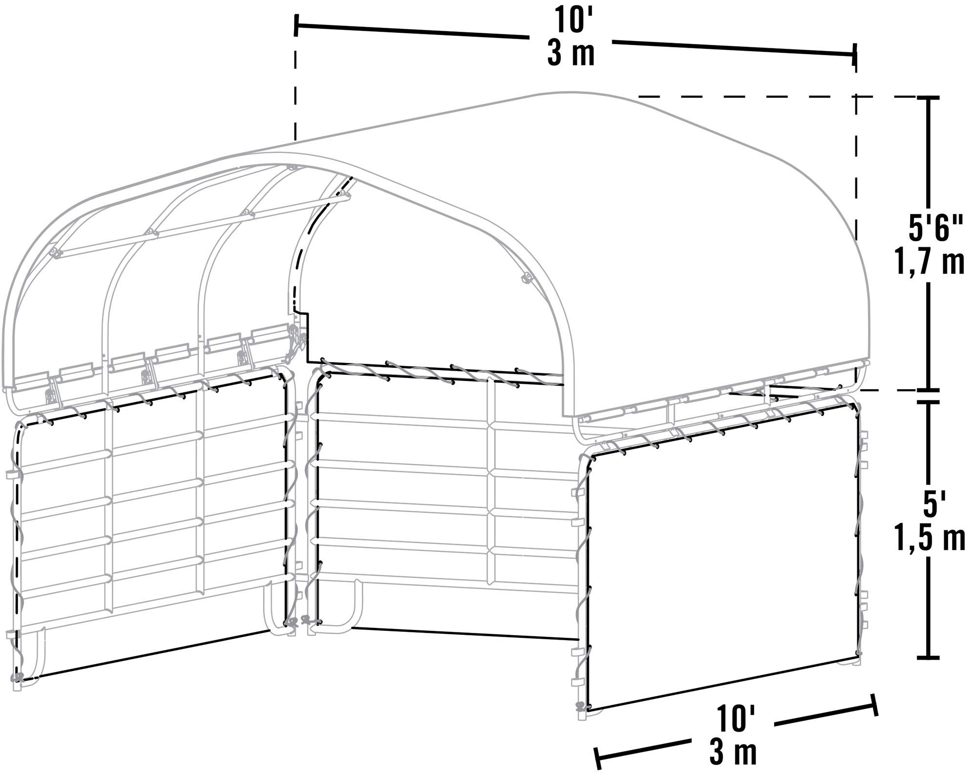 ShelterLogic 10' x 10' Enclosure Kit for Outdoor Corral Shelter Cover (Corral Frame and Panels, Top Cover NOT Included) Green - Image 12