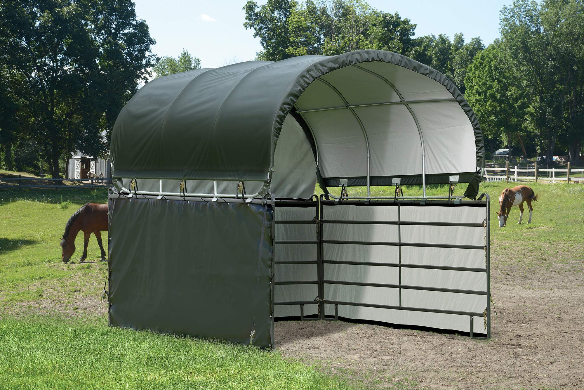 ShelterLogic 10' x 10' Enclosure Kit for Outdoor Corral Shelter Cover (Corral Frame and Panels, Top Cover NOT Included) Green - Image 4