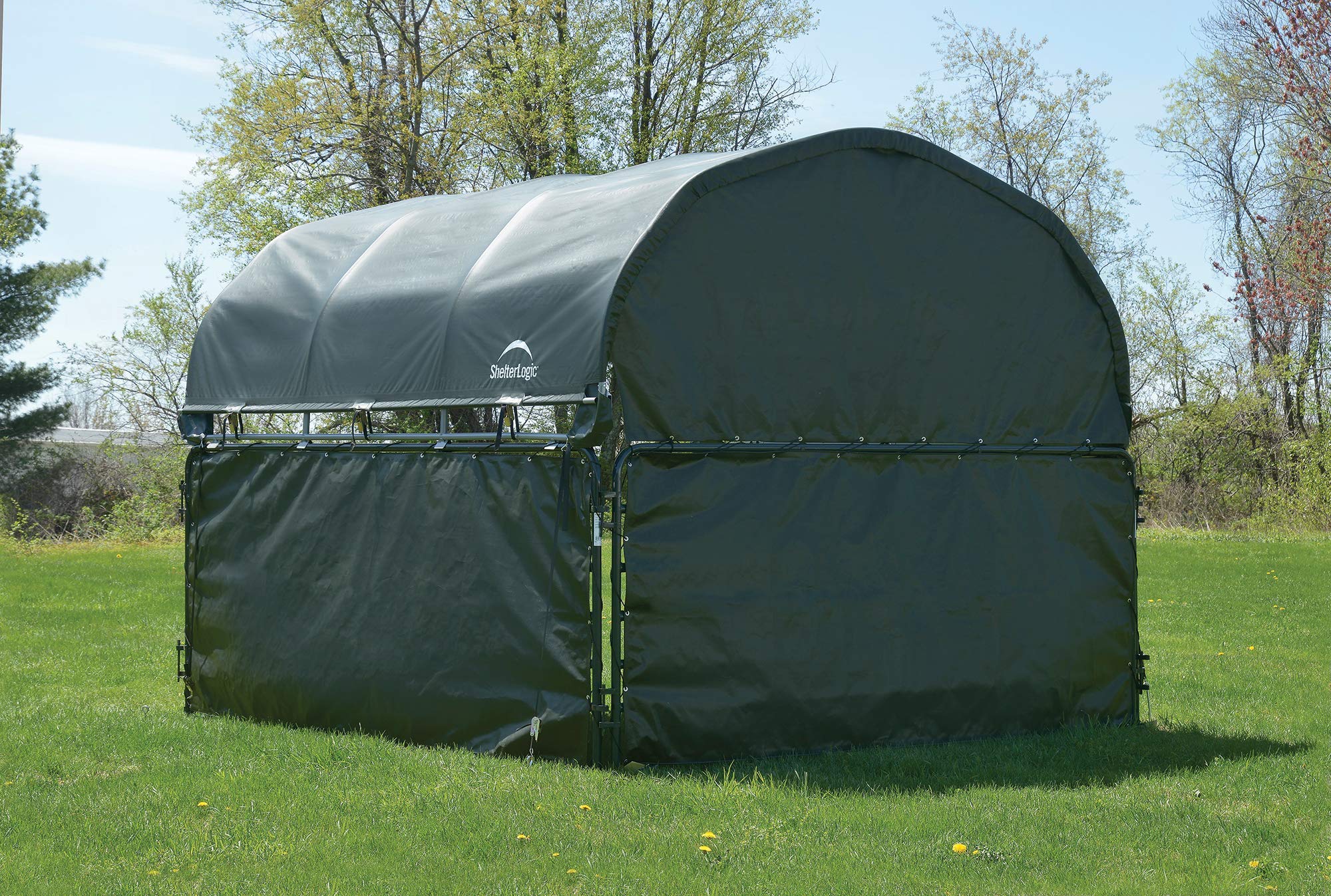 ShelterLogic 10' x 10' Enclosure Kit for Outdoor Corral Shelter Cover (Corral Frame and Panels, Top Cover NOT Included) Green - Image 5