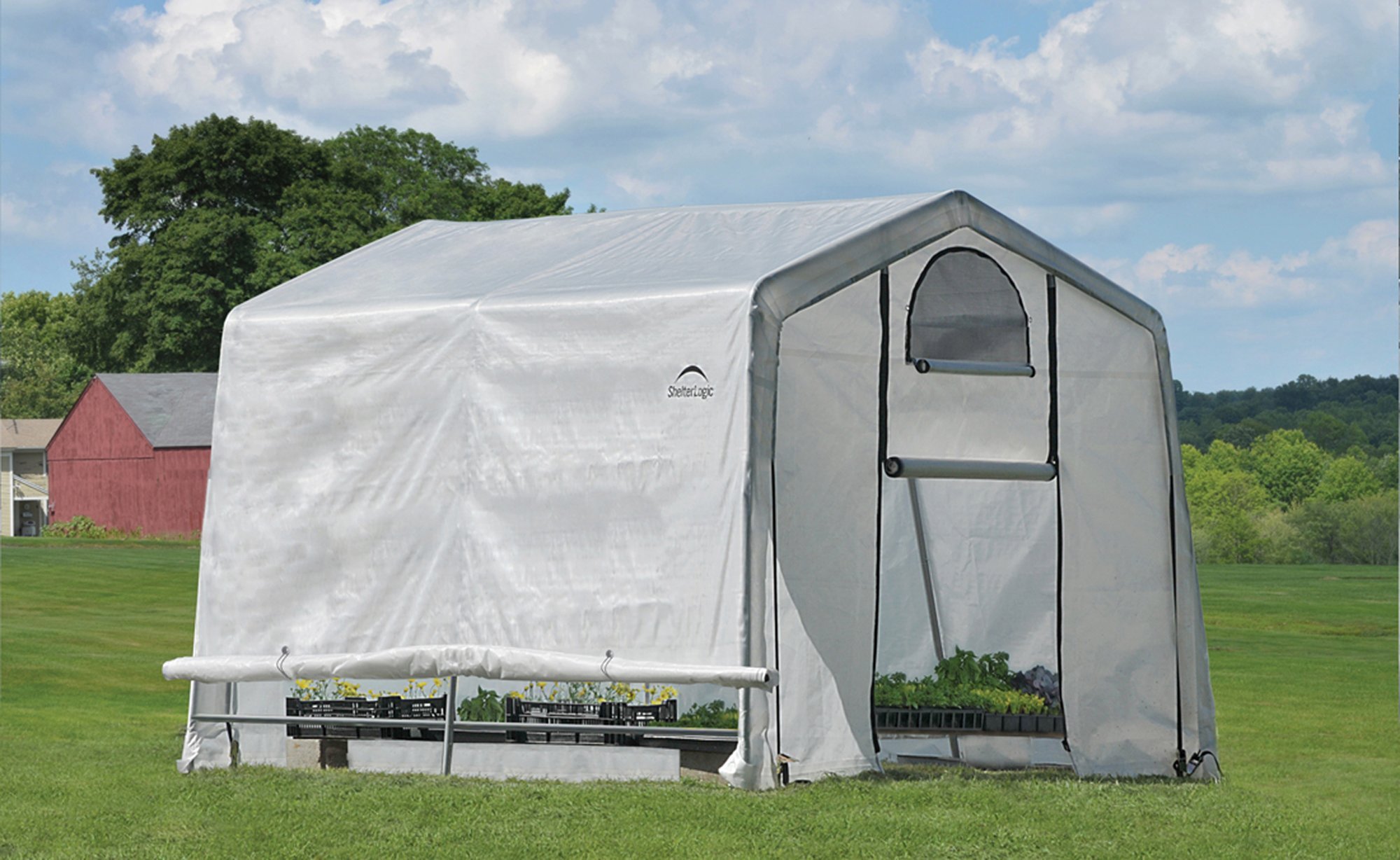 ShelterLogic 10' x 10' GrowIT Greenhouse-in-a-Box Easy Flow Peak Roof Style Easy Access Outdoor Grow House with Translucent Waterproof Cover - Image 3