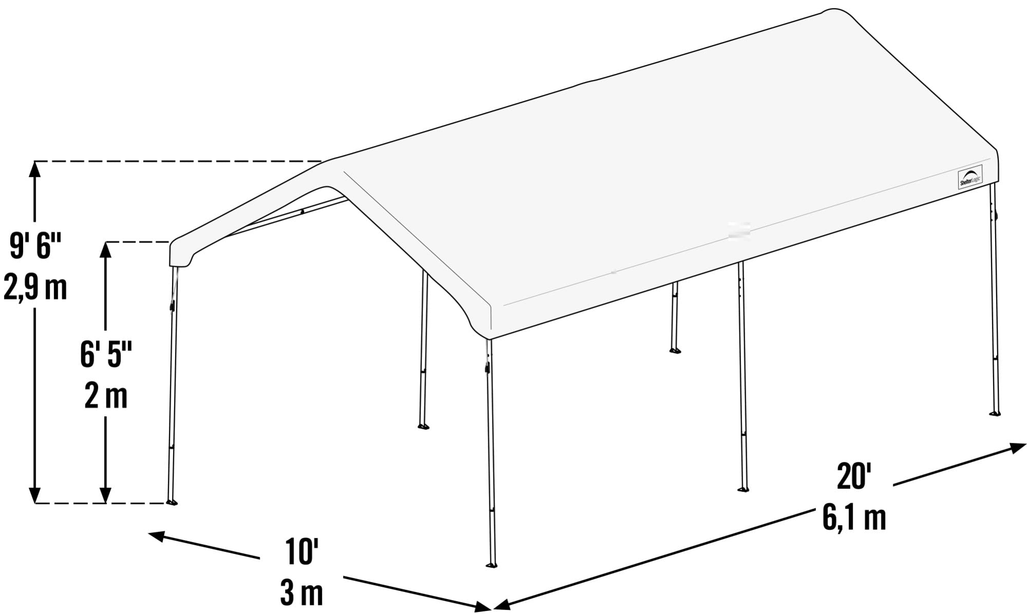 ShelterLogic 10' x 20' AccelaFrame Heavy Duty Steel Frame Quick and Easy Set-Up Canopy - Image 7