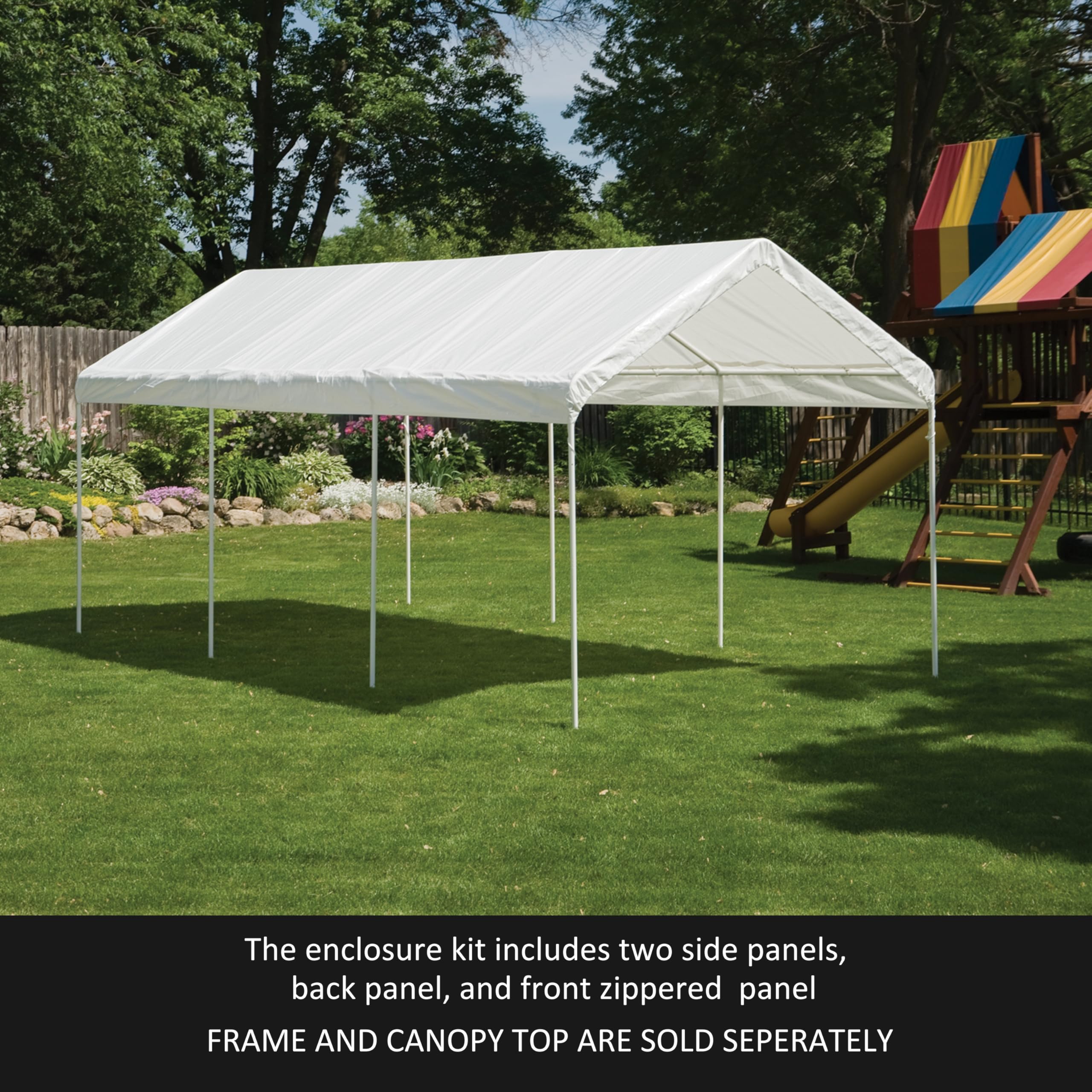ShelterLogic 10' x 20' MaxAP Large Portable Garage 2in1 Kit Heavy-Duty Steel Frame Outdoor Canopy, Gazebo, or Carport Tent with Enclosure for Car, SUV, Truck, Boat, Tractor, White - Image 2