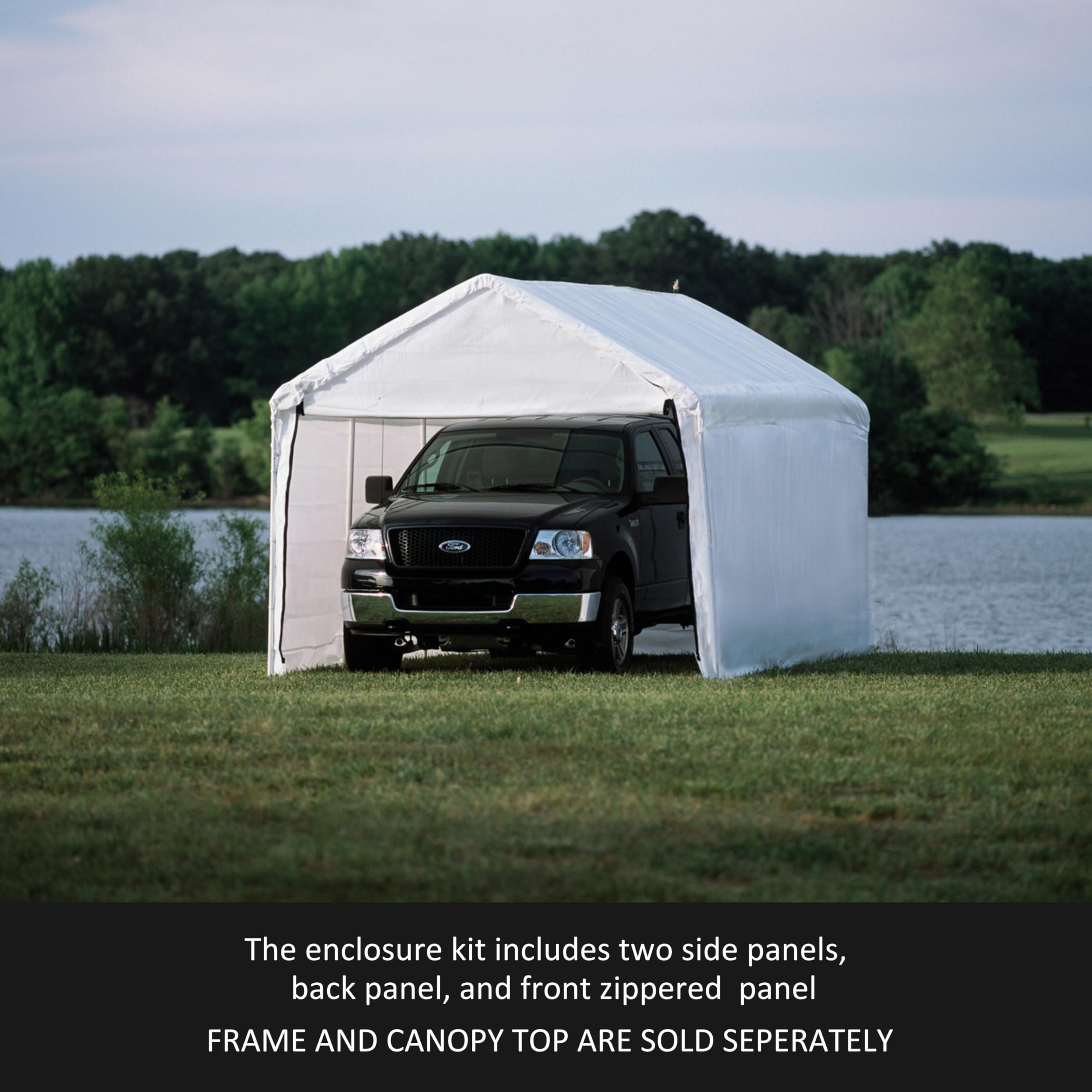 ShelterLogic 10' x 20' MaxAP Large Portable Garage 2in1 Kit Heavy-Duty Steel Frame Outdoor Canopy, Gazebo, or Carport Tent with Enclosure for Car, SUV, Truck, Boat, Tractor, White - Image 3