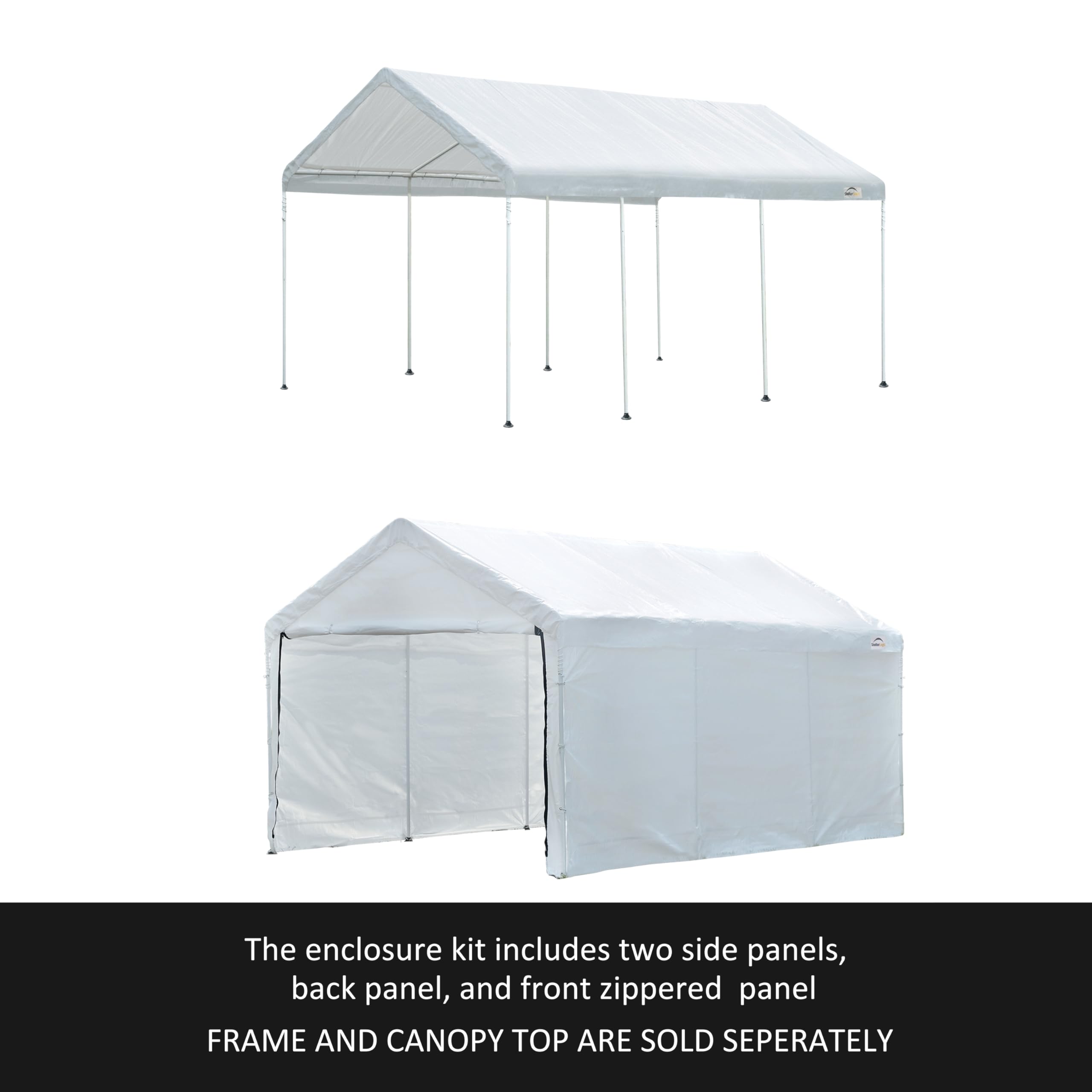 ShelterLogic 10' x 20' MaxAP Large Portable Garage 2in1 Kit Heavy-Duty Steel Frame Outdoor Canopy, Gazebo, or Carport Tent with Enclosure for Car, SUV, Truck, Boat, Tractor, White - Image 4