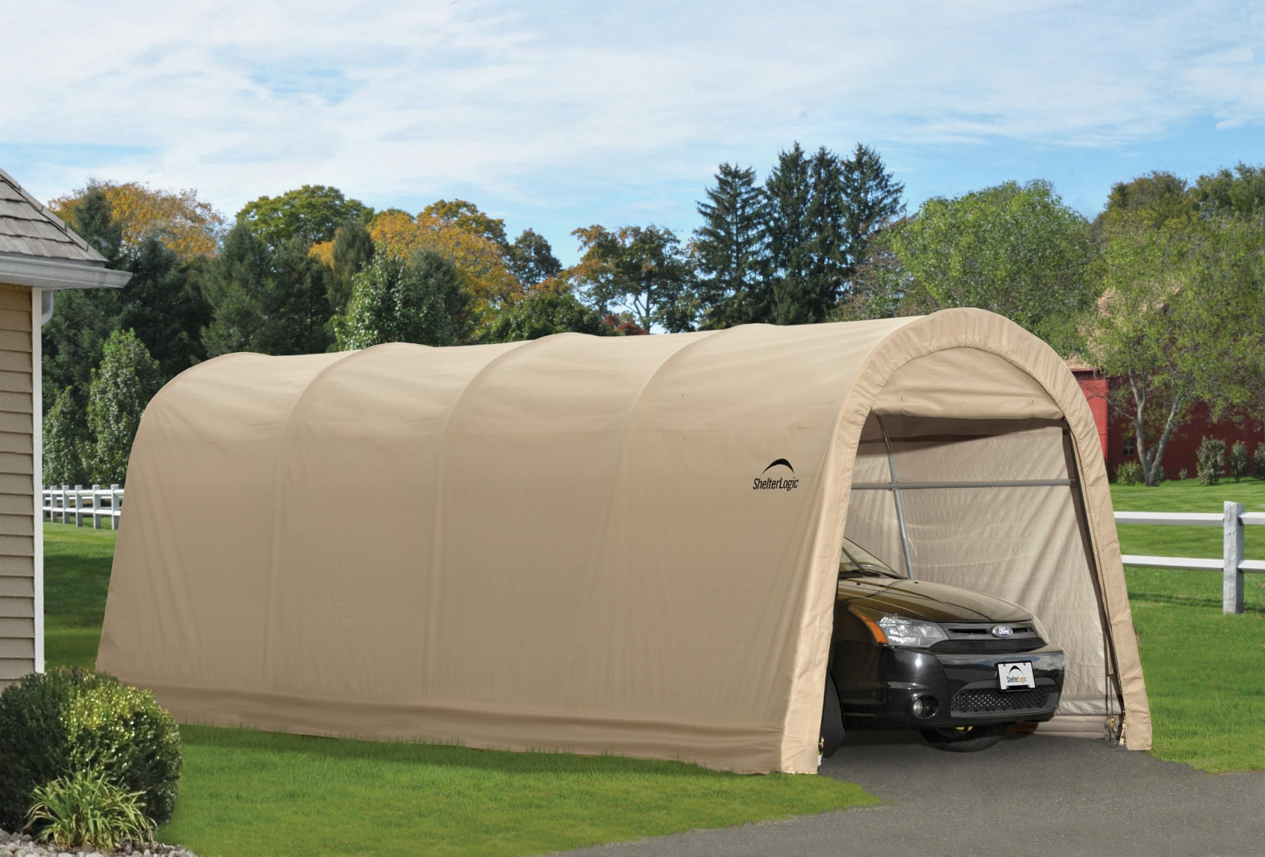ShelterLogic 10' x 20' x 8' All-Steel Metal Frame Round Style Roof Instant Garage and AutoShelter with Waterproof and UV-Treated Ripstop Cover - Image 9