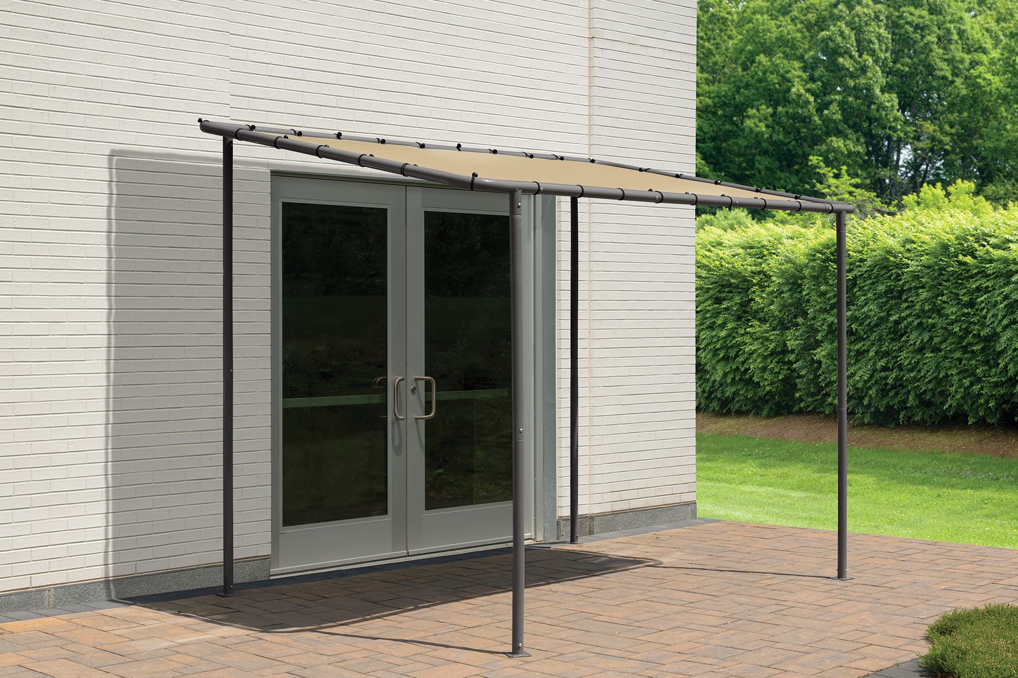 ShelterLogic 10' x 6' Solano Gazebo Canopy Charcoal Carbon Steel Frame and Water-Resistant and Sun Protection Tan Cover - Image 11