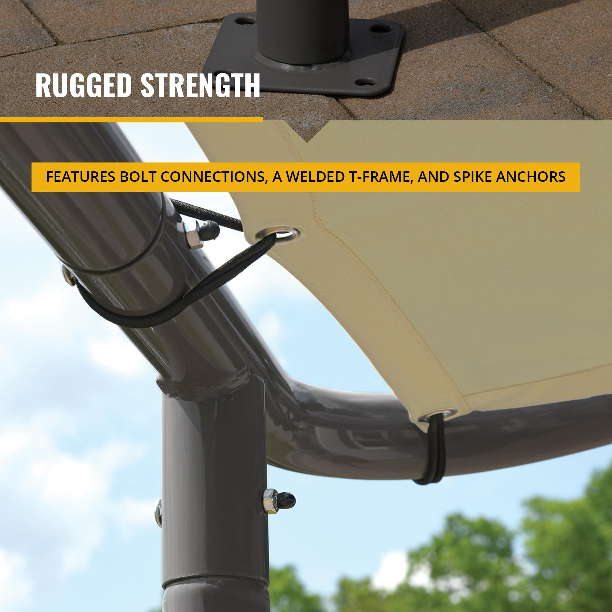ShelterLogic 10' x 6' Solano Gazebo Canopy Charcoal Carbon Steel Frame and Water-Resistant and Sun Protection Tan Cover - Image 6