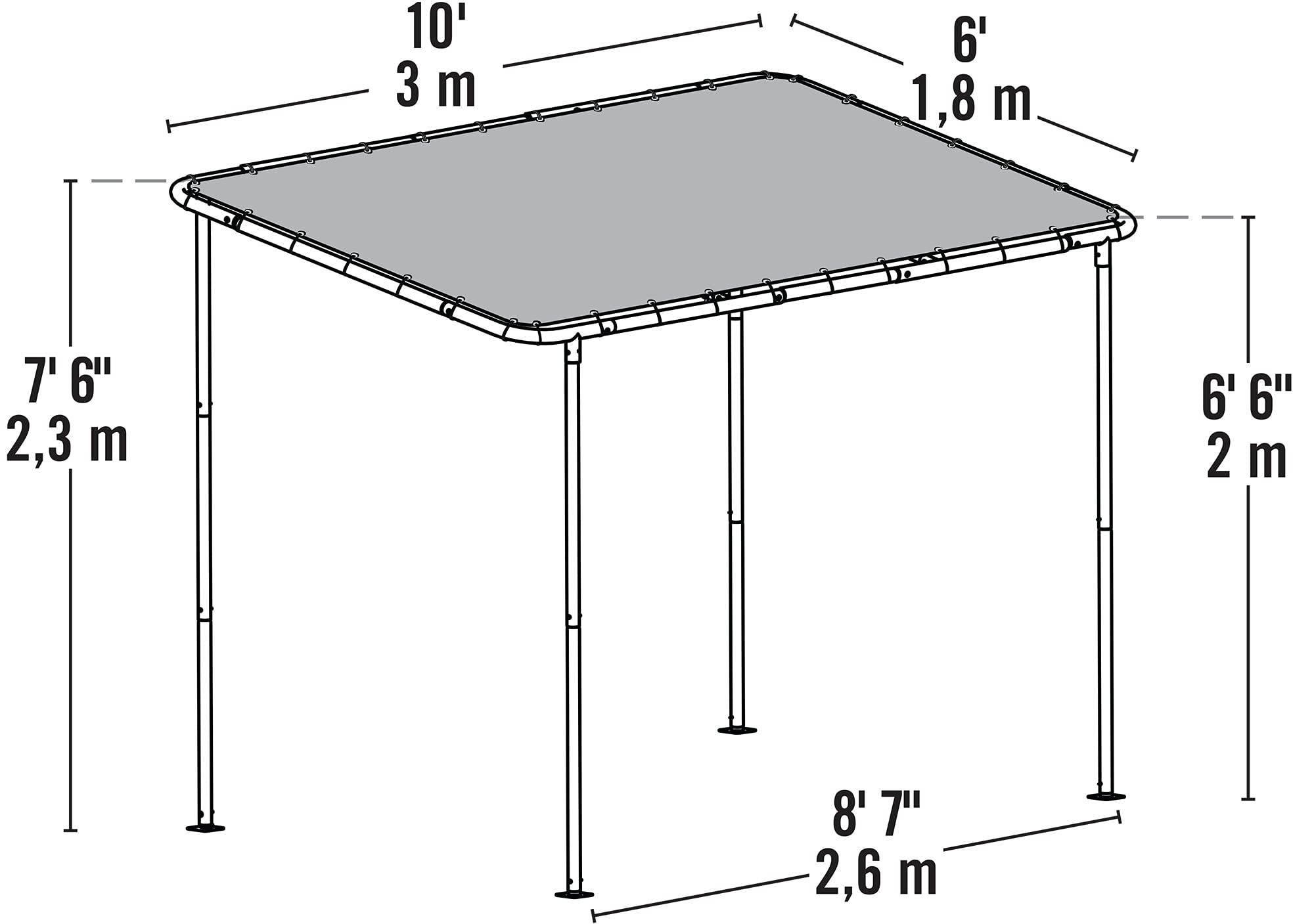 ShelterLogic 10' x 6' Solano Gazebo Canopy Charcoal Carbon Steel Frame and Water-Resistant and Sun Protection Tan Cover - Image 9
