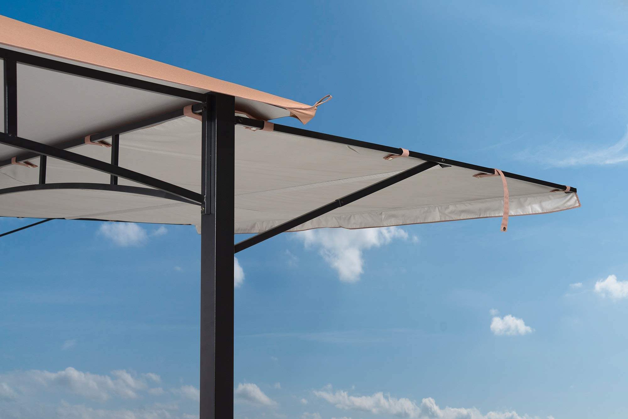 ShelterLogic 11' x 11' Canopy Series Redwood Easy Assembly Seasonal Shade UV Protection with Extendable Awning Outdoor Gazebo - Image 5