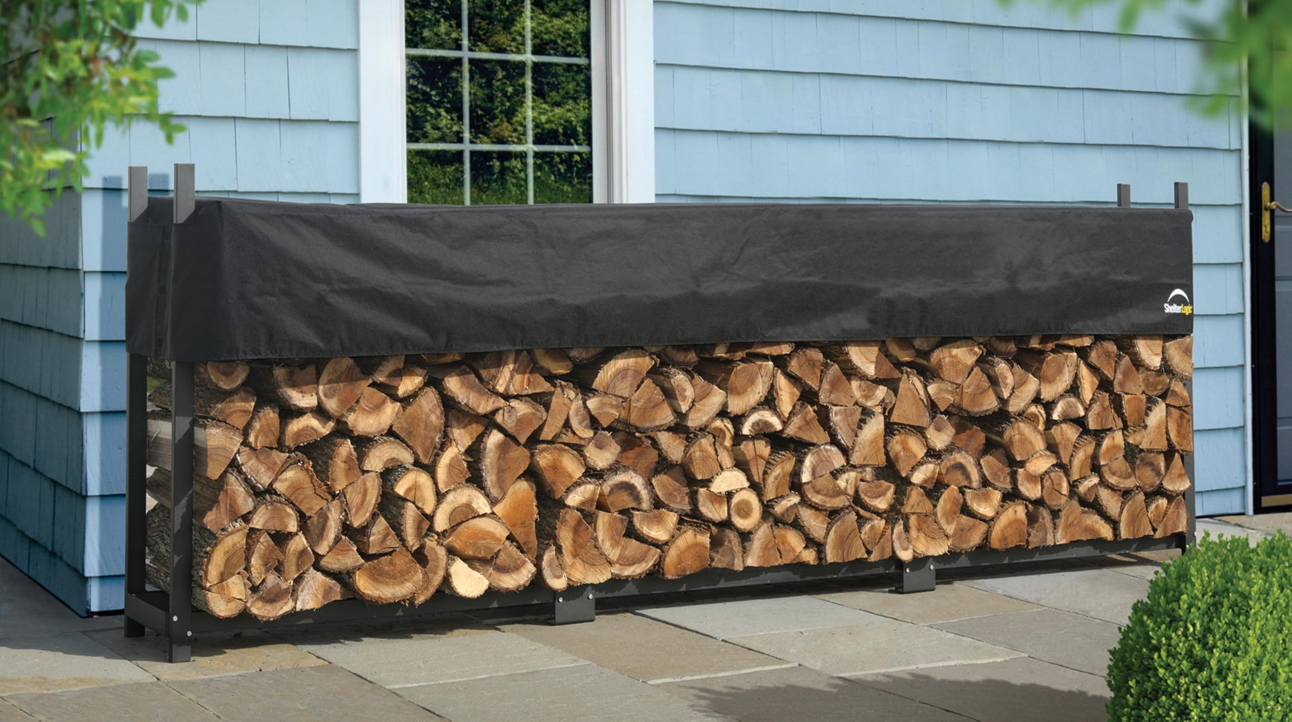 ShelterLogic 12' Ultra-Duty Firewood Rack-in-a-Box Wood Storage with Premium Steel Frame and Adjustable Water-Resistant Cover - Image 3