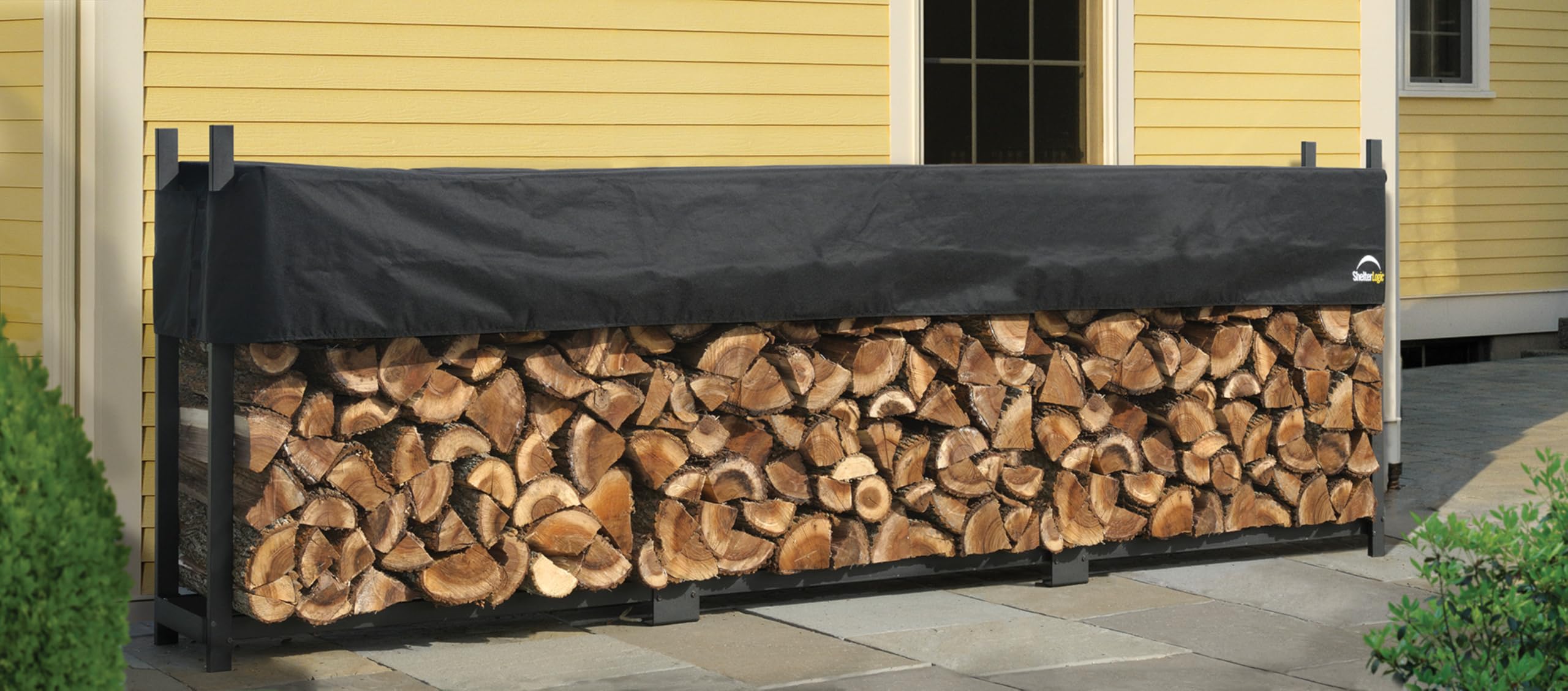ShelterLogic 12' Ultra-Duty Firewood Rack-in-a-Box Wood Storage with Premium Steel Frame and Adjustable Water-Resistant Cover - Image 4
