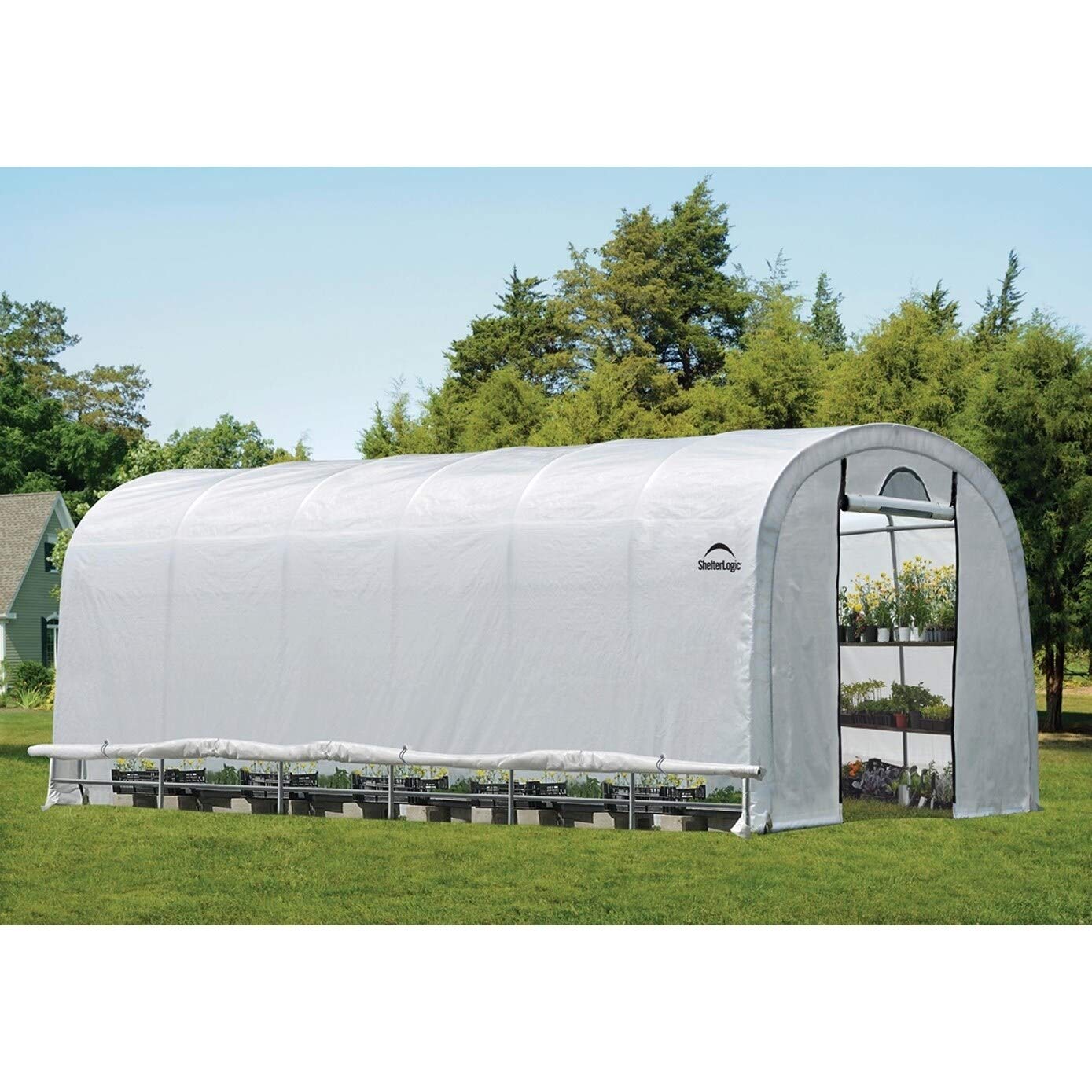 ShelterLogic 12' x 24' x 8' GrowIT Greenhouse Walk-Thru Access Round Roof Style Outdoor Backyard Garden Heavy Duty Plant Shelter - Image 4