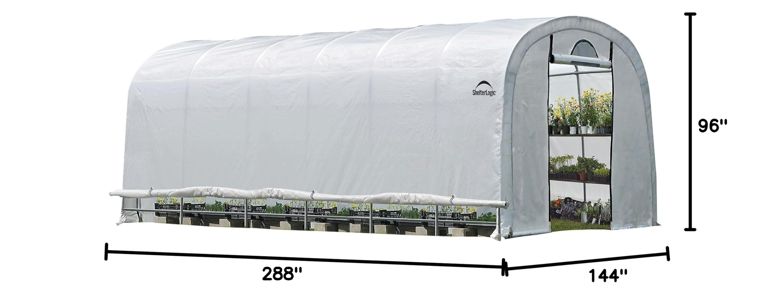 ShelterLogic 12' x 24' x 8' GrowIT Greenhouse Walk-Thru Access Round Roof Style Outdoor Backyard Garden Heavy Duty Plant Shelter - Image 5
