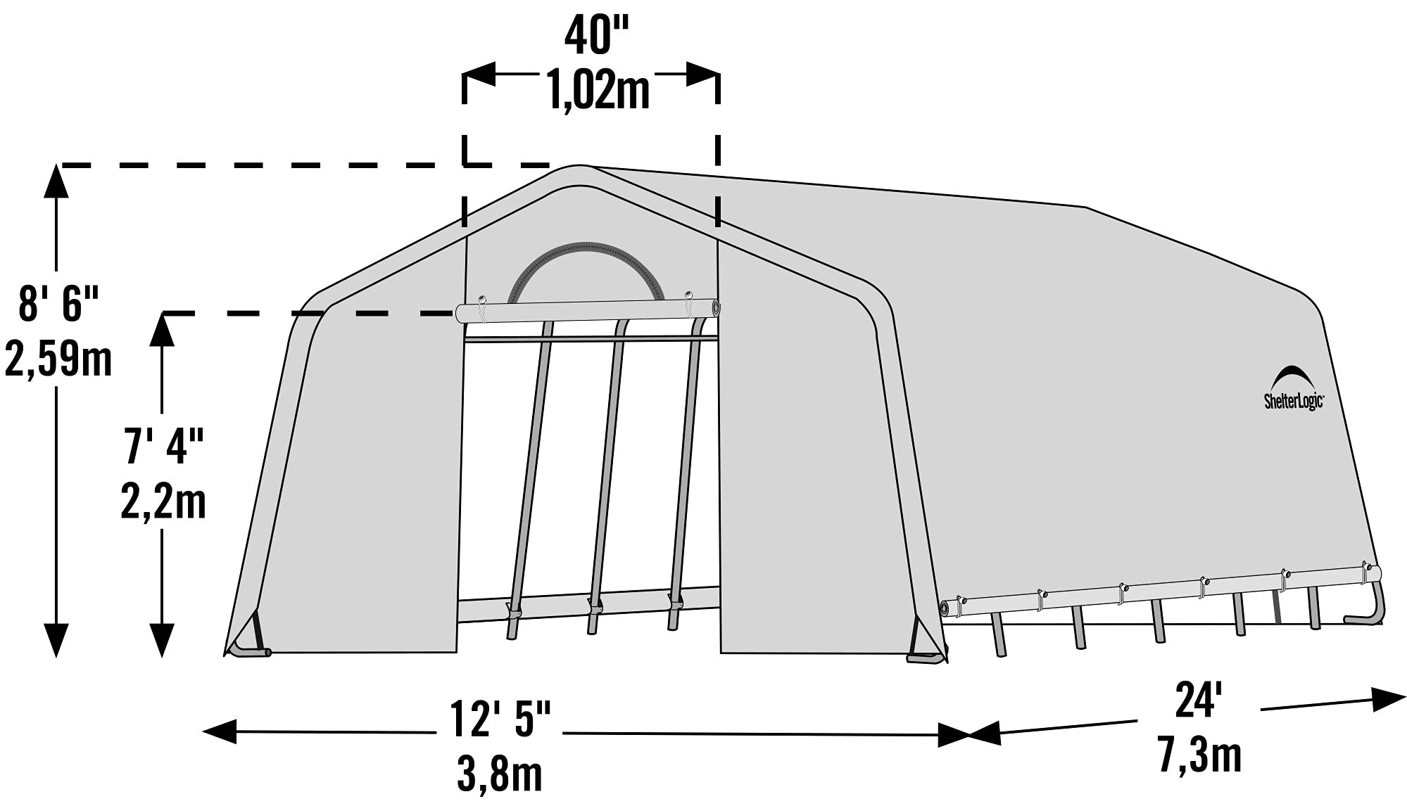 ShelterLogic 12' x 24' x 8' GrowIT Greenhouse Walk-Thru Access Peak Roof Style Outdoor Backyard Garden Heavy Duty Plant Shelter - Image 4