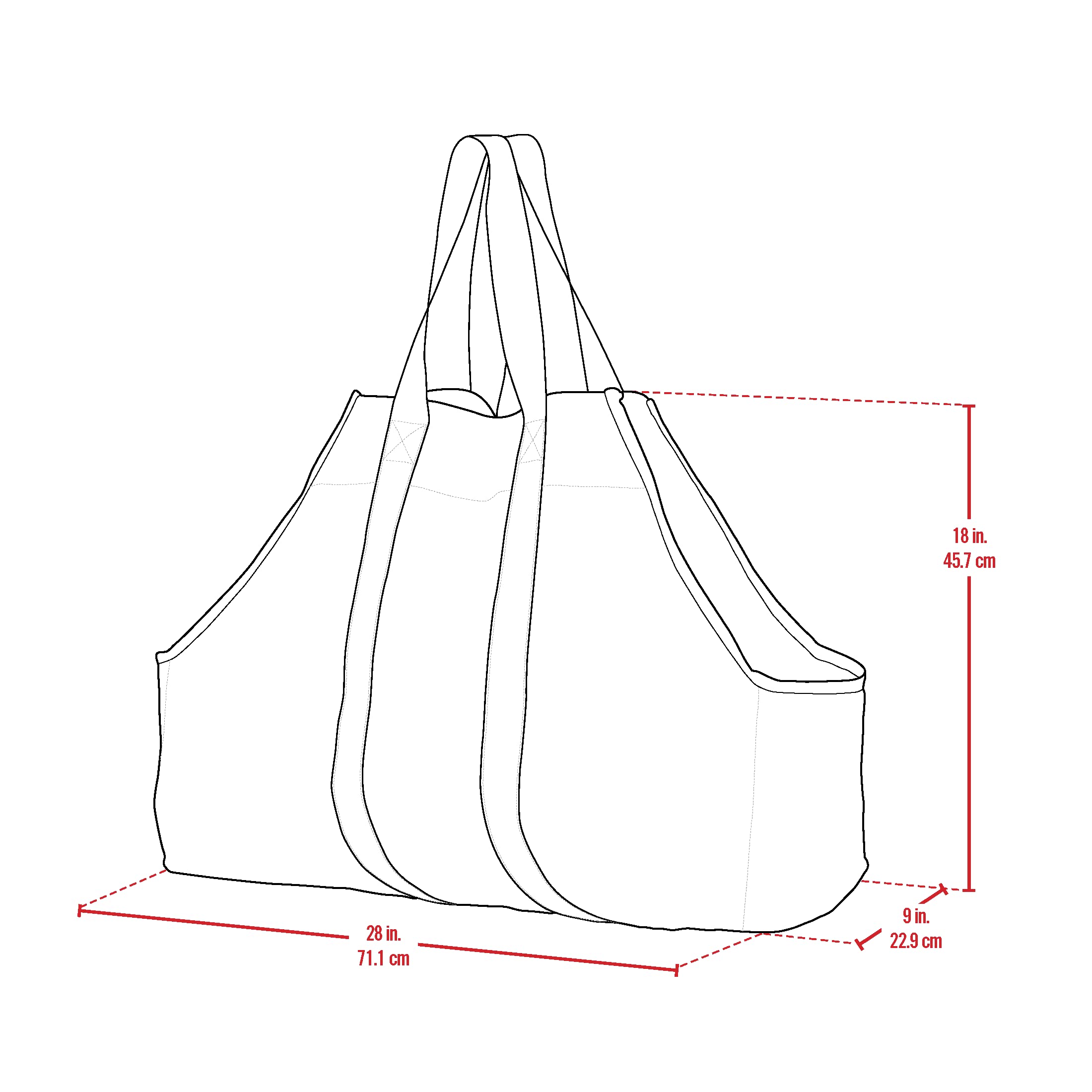 ShelterLogic 28" Heavy-Duty Large Water-Repellent Firewood Log Holder and Carrier Bag, Black/Gray - Image 3
