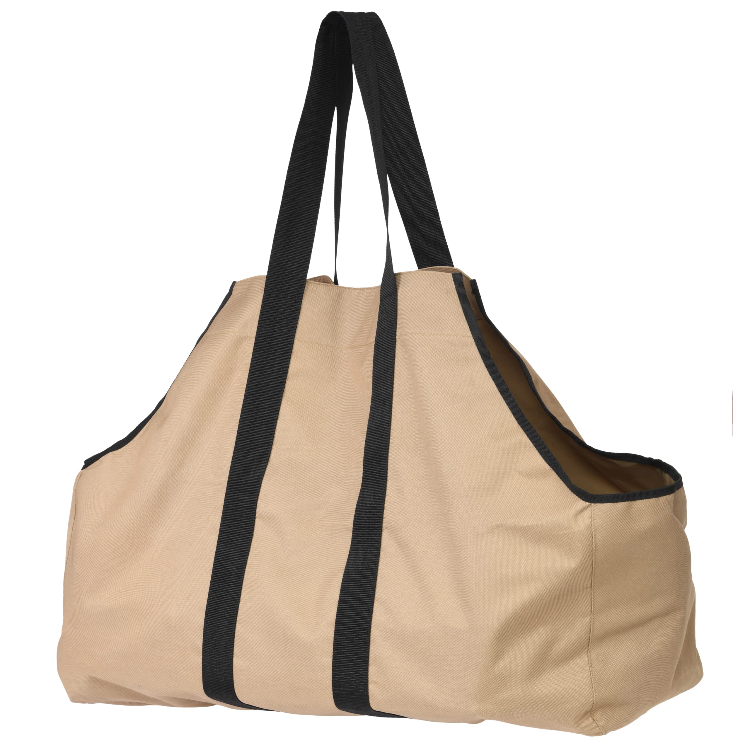 ShelterLogic 31" Heavy-Duty Large Water-Repellent Firewood Log Holder and Carrier Bag, Tan
