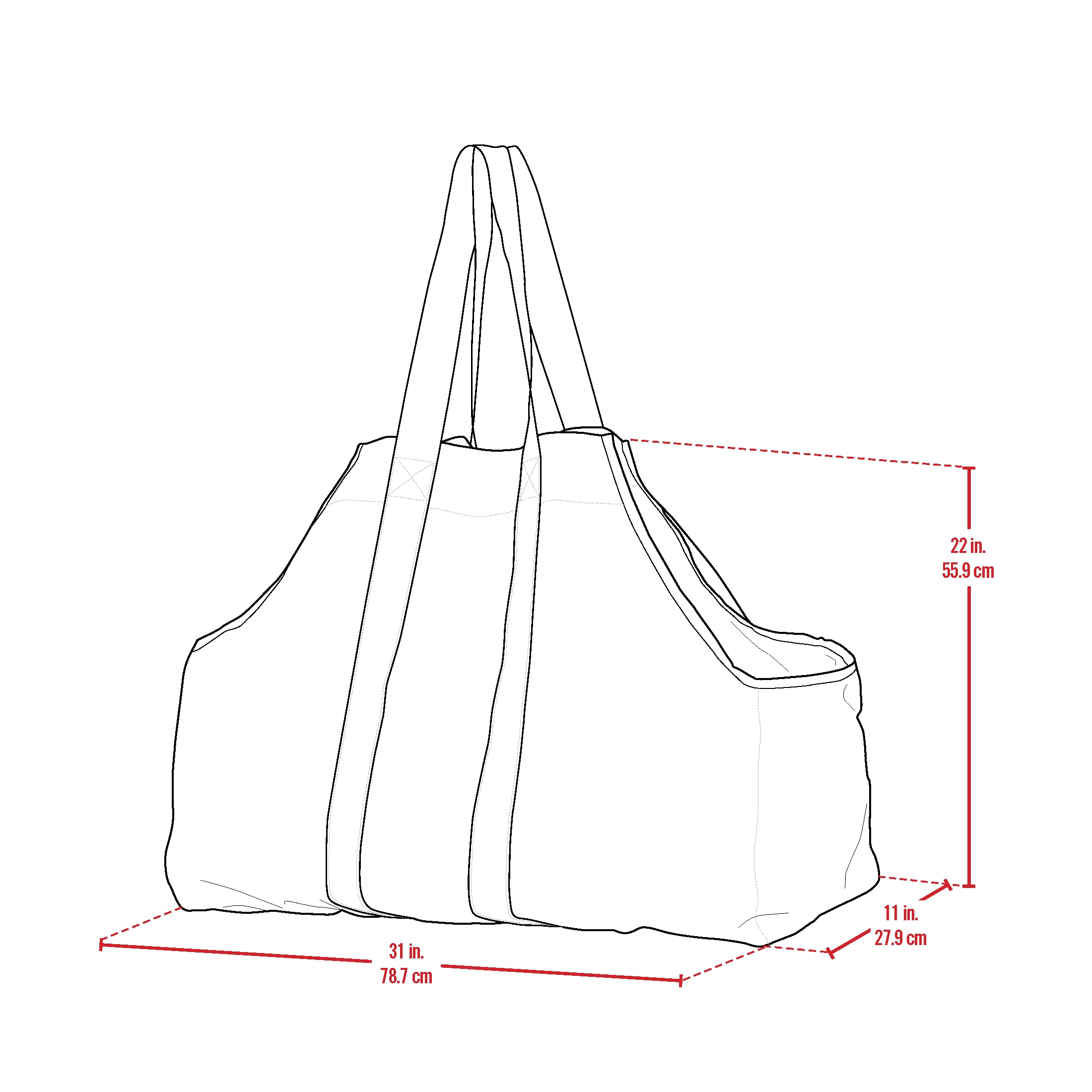 ShelterLogic 31" Heavy-Duty Large Water-Repellent Firewood Log Holder and Carrier Bag, Tan - Image 3