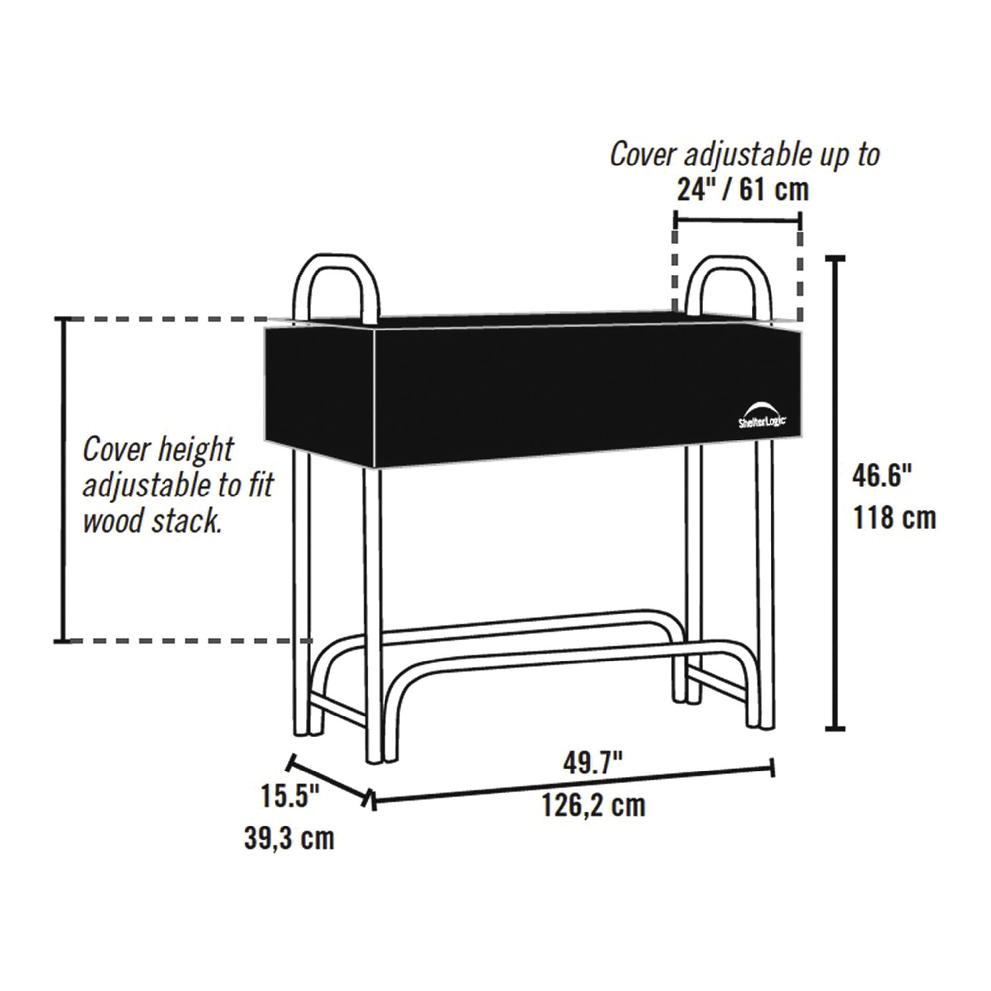 ShelterLogic 4' Adjustable Heavy Duty Outdoor Firewood Rack with Steel Frame Construction and Water-Resistant Cover - Image 5