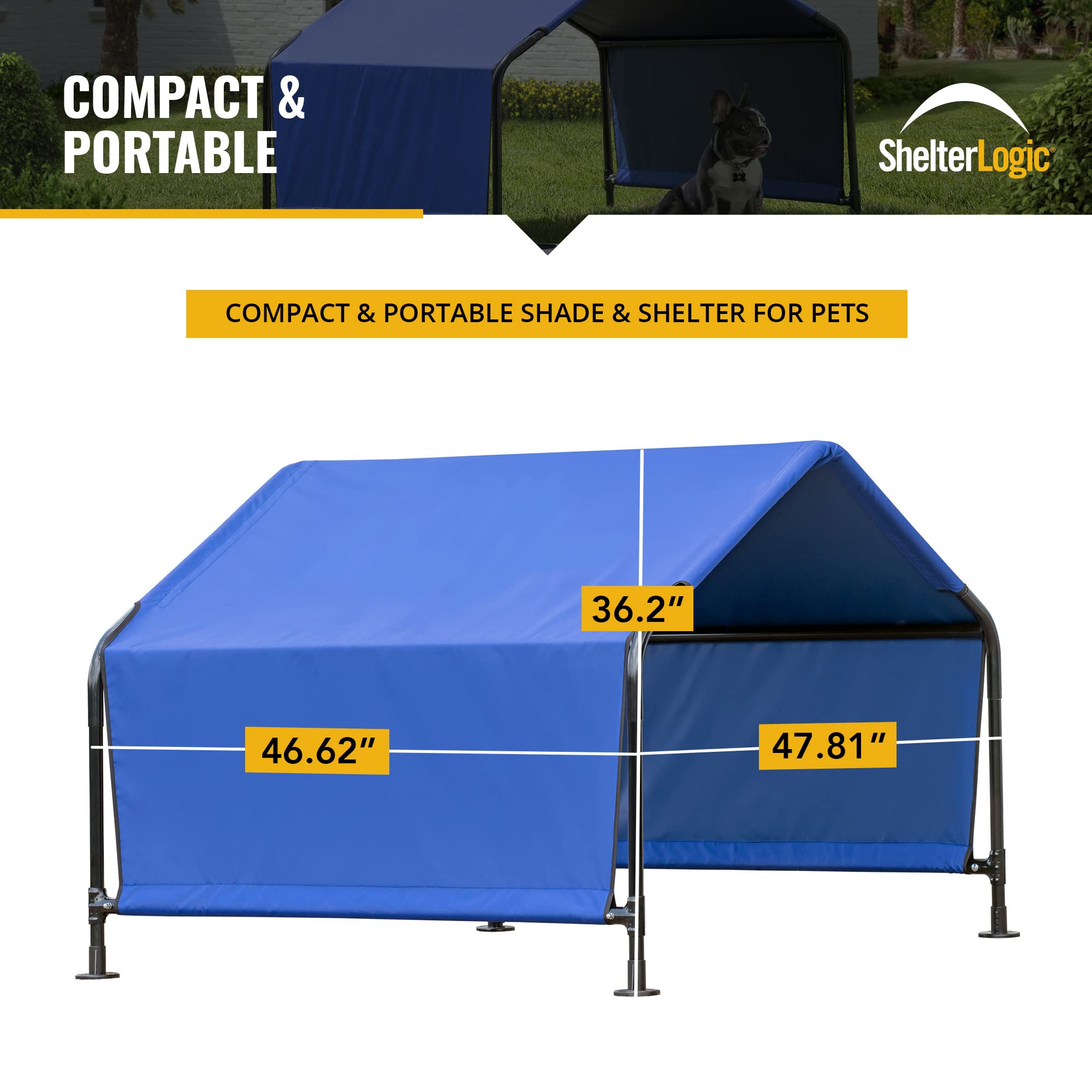 ShelterLogic 4' Outdoor Pet Shade, Versatile Pet Canopy Tent for Dogs, Cats, Small Animals and Livestock, Blue - Image 8