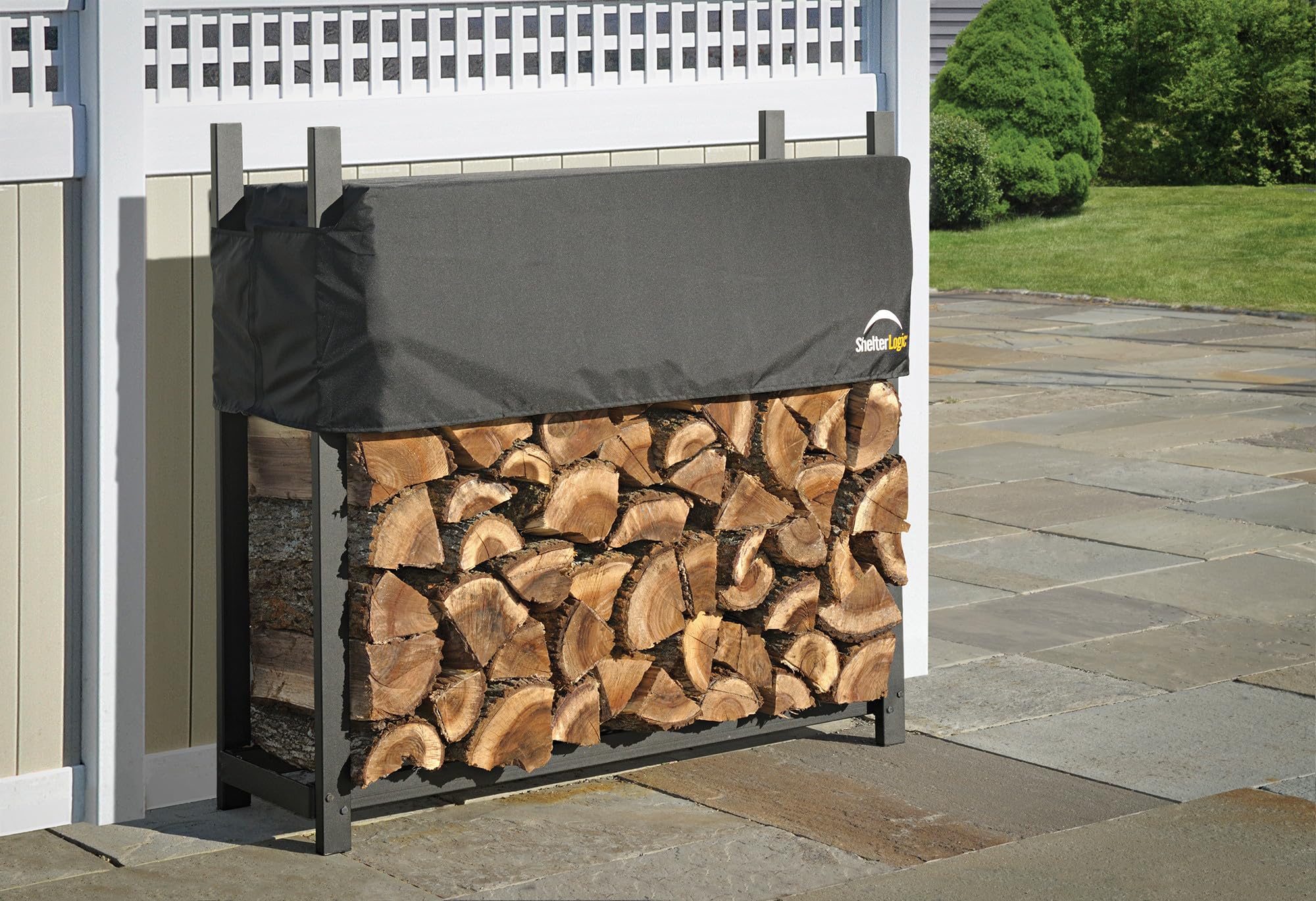 ShelterLogic 4' Ultra-Duty Firewood Rack-in-a-Box Wood Storage with Premium Steel Frame and Adjustable Water-Resistant Cover - Image 4
