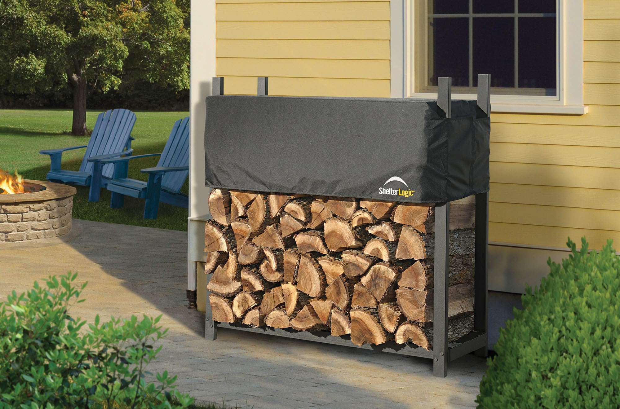 ShelterLogic 4' Ultra-Duty Firewood Rack-in-a-Box Wood Storage with Premium Steel Frame and Adjustable Water-Resistant Cover - Image 5