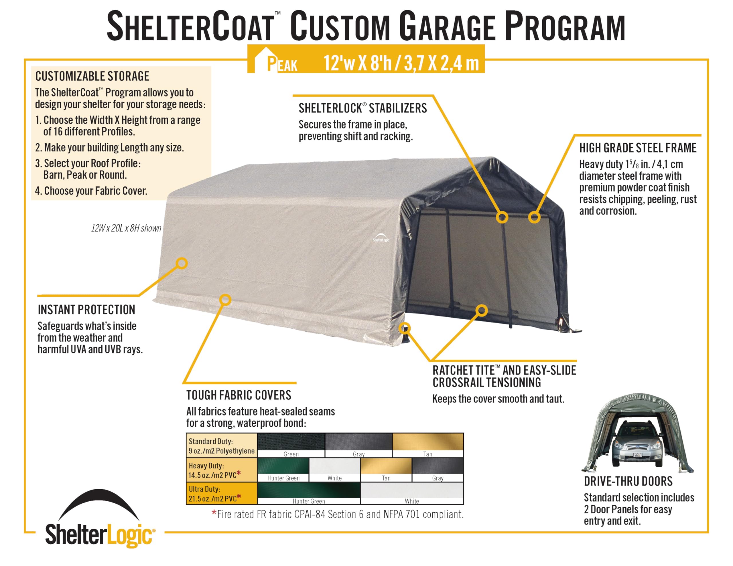 ShelterLogic 71434 Grey 12'x20'x8' Peak Style Shelter - Image 8
