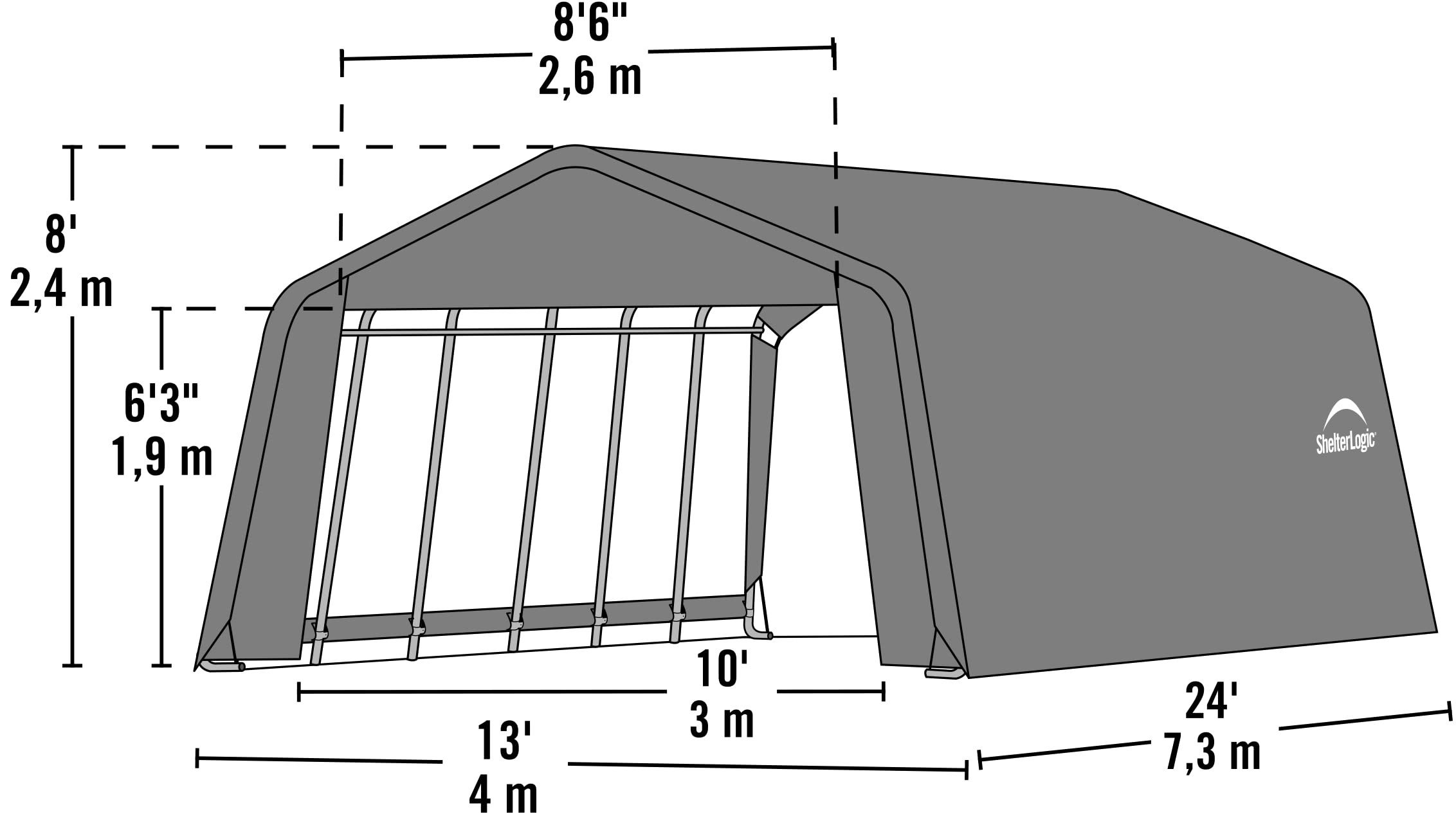 ShelterLogic 72444 Green 12'x24'x8' Peak Style Shelter - Image 6