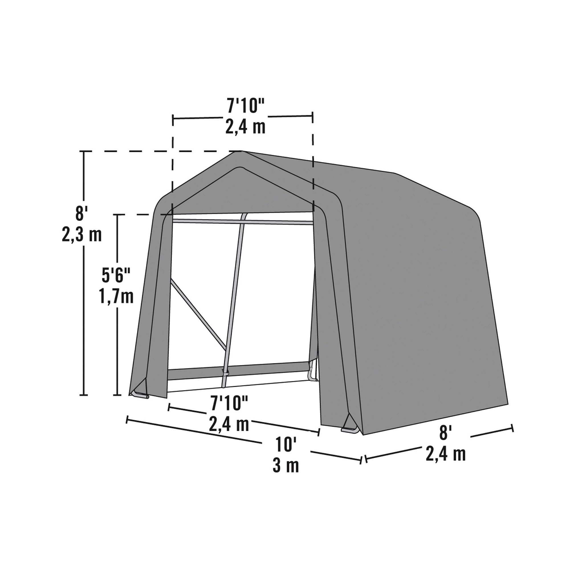 ShelterLogic 72803 Grey 10'x8'x8' Peak Style Shelter - Image 2