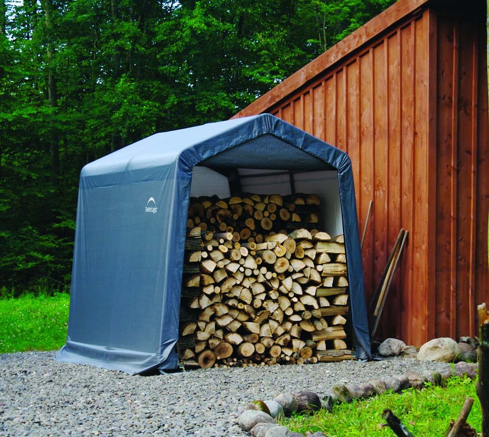 ShelterLogic 8' x 8' x 8' Shed-in-a-Box All Season Steel Metal Peak Roof Outdoor Storage Shed with Waterproof Cover and Heavy Duty Reusable Auger Anchors - Image 3