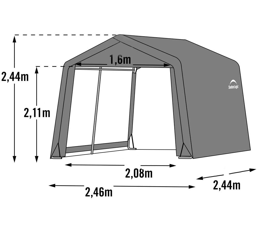 ShelterLogic 8' x 8' x 8' Shed-in-a-Box All Season Steel Metal Peak Roof Outdoor Storage Shed with Waterproof Cover and Heavy Duty Reusable Auger Anchors - Image 9