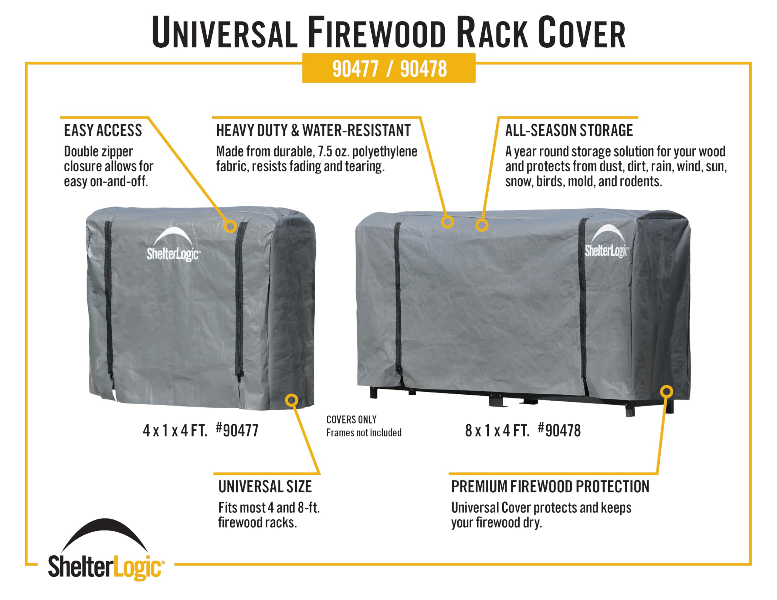 ShelterLogic Firewood Rack-in-a-Box Universal Full Length Cover for Firewood Storage Racks, Fits Most 8-Feet Firewood Racks Size: 8-Feet - Image 3