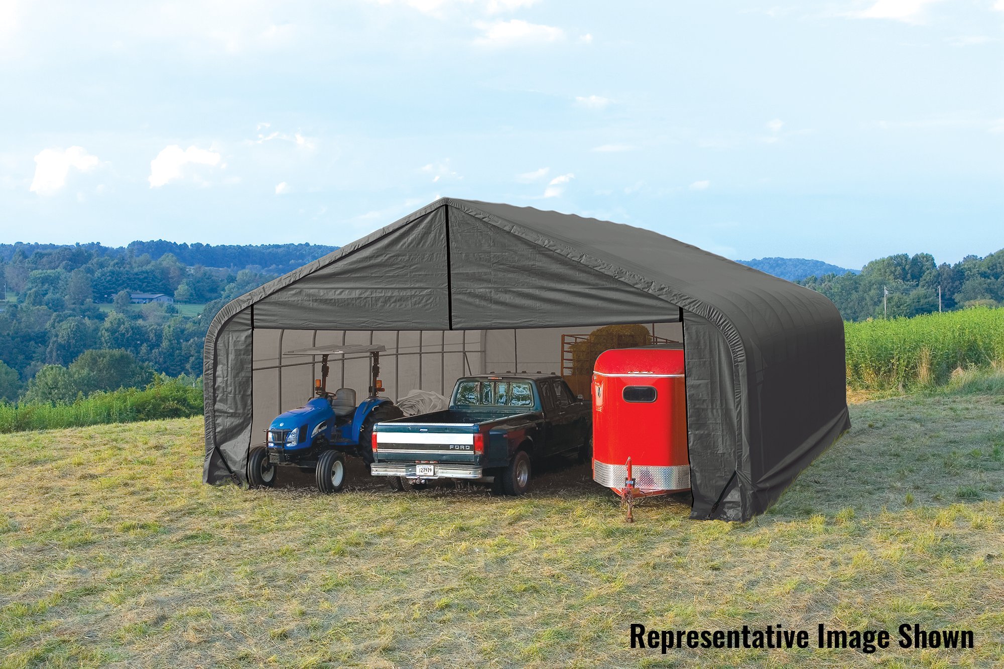 ShelterLogic Garage 28 x 20 x 20 Peak Standard Grey - Image 3