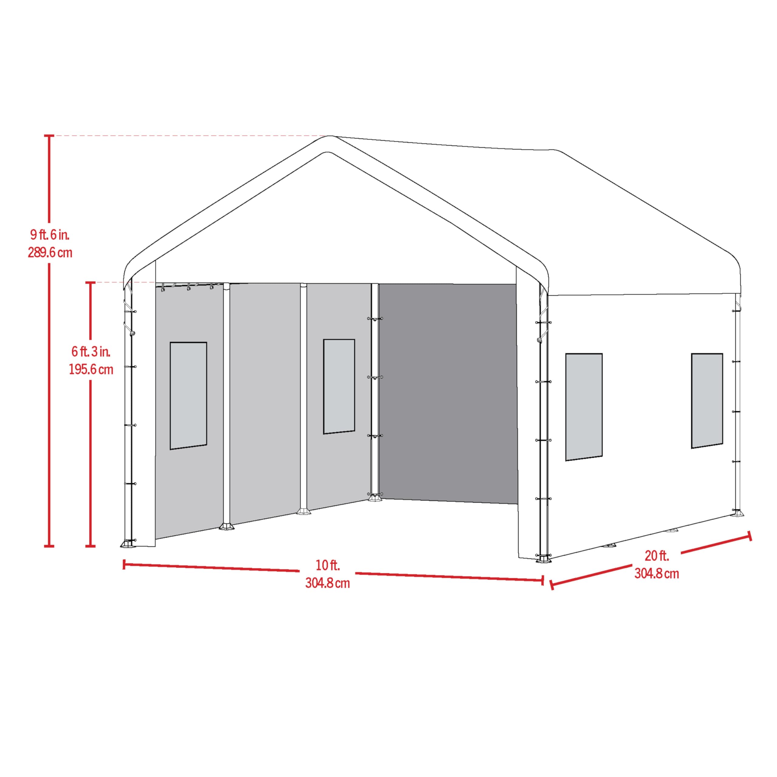 ShelterLogic MaxAP 10 x 20 x 1 ft White Enclosure Kit with Windows for Canopy - Image 5