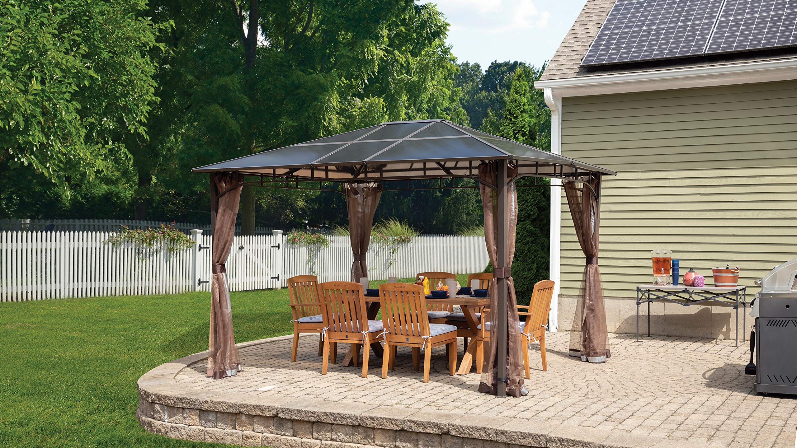 ShelterLogic Outdoor 10' x 12' Sycamore Hardtop Gazebo and Screenhouse - Image 13