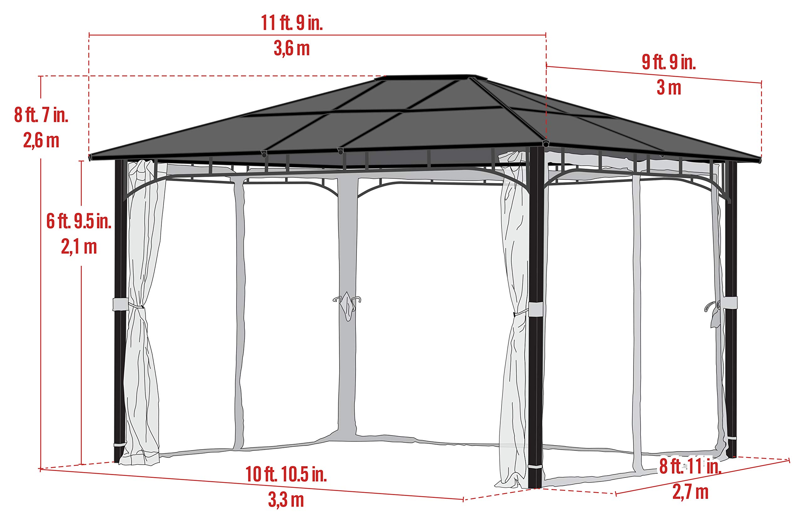ShelterLogic Outdoor 10' x 12' Sycamore Hardtop Gazebo and Screenhouse - Image 16