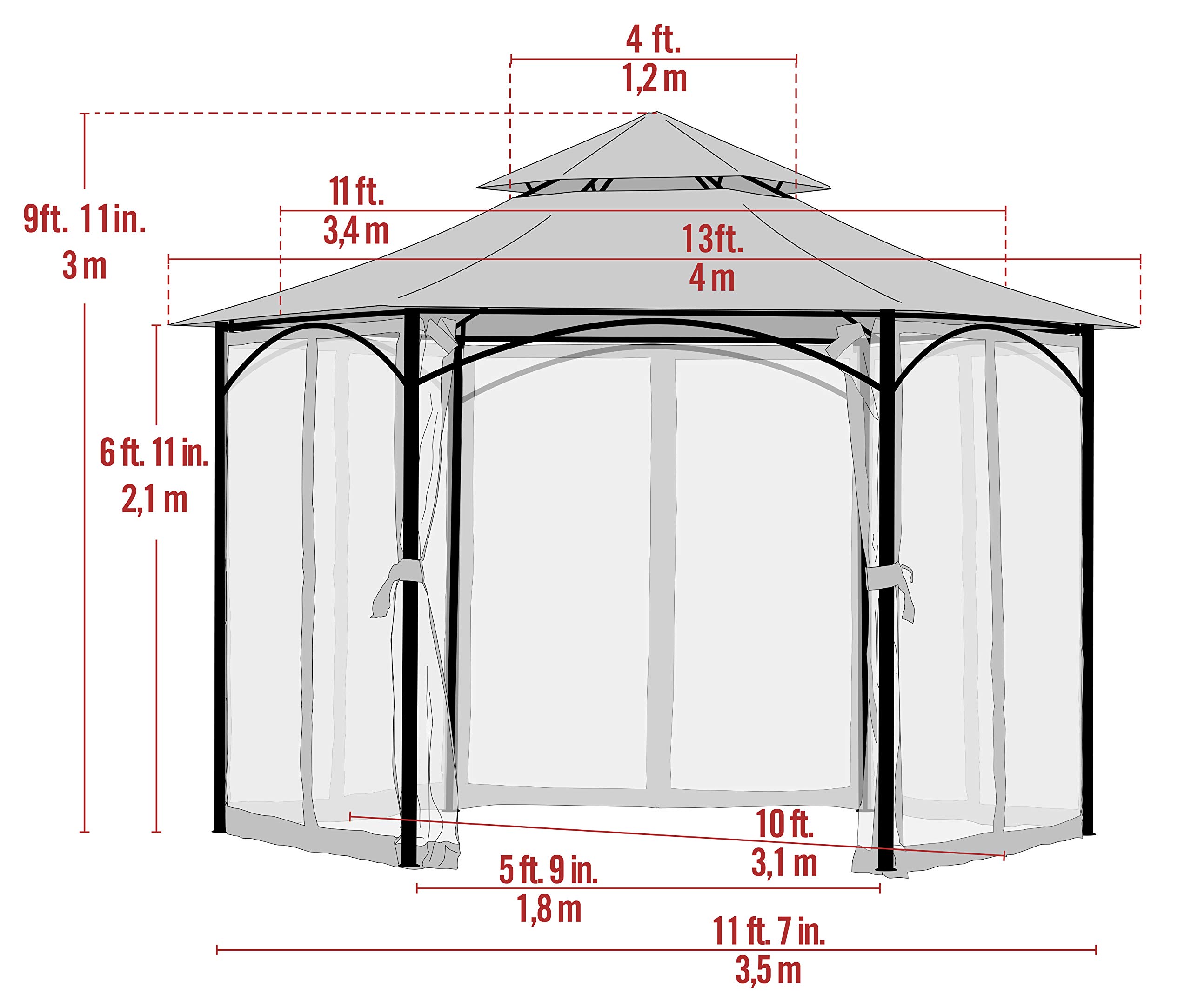 ShelterLogic Outdoor 11' x 11' Magnolia Vented Soft Top Gazebo and Screenhouse - Image 14