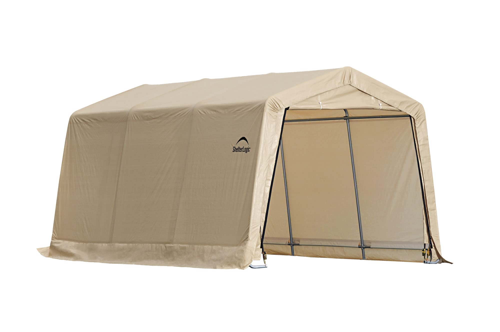 ShelterLogic Peak Style Roof Instant Garage Carport Car Canopy with Steel Frame and Waterproof UV-Treated Cover