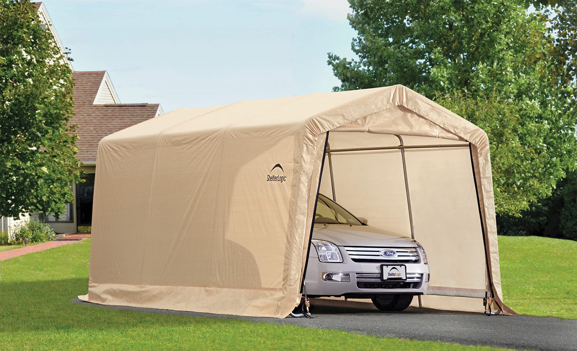 ShelterLogic Peak Style Roof Instant Garage Carport Car Canopy with Steel Frame and Waterproof UV-Treated Cover - Image 11