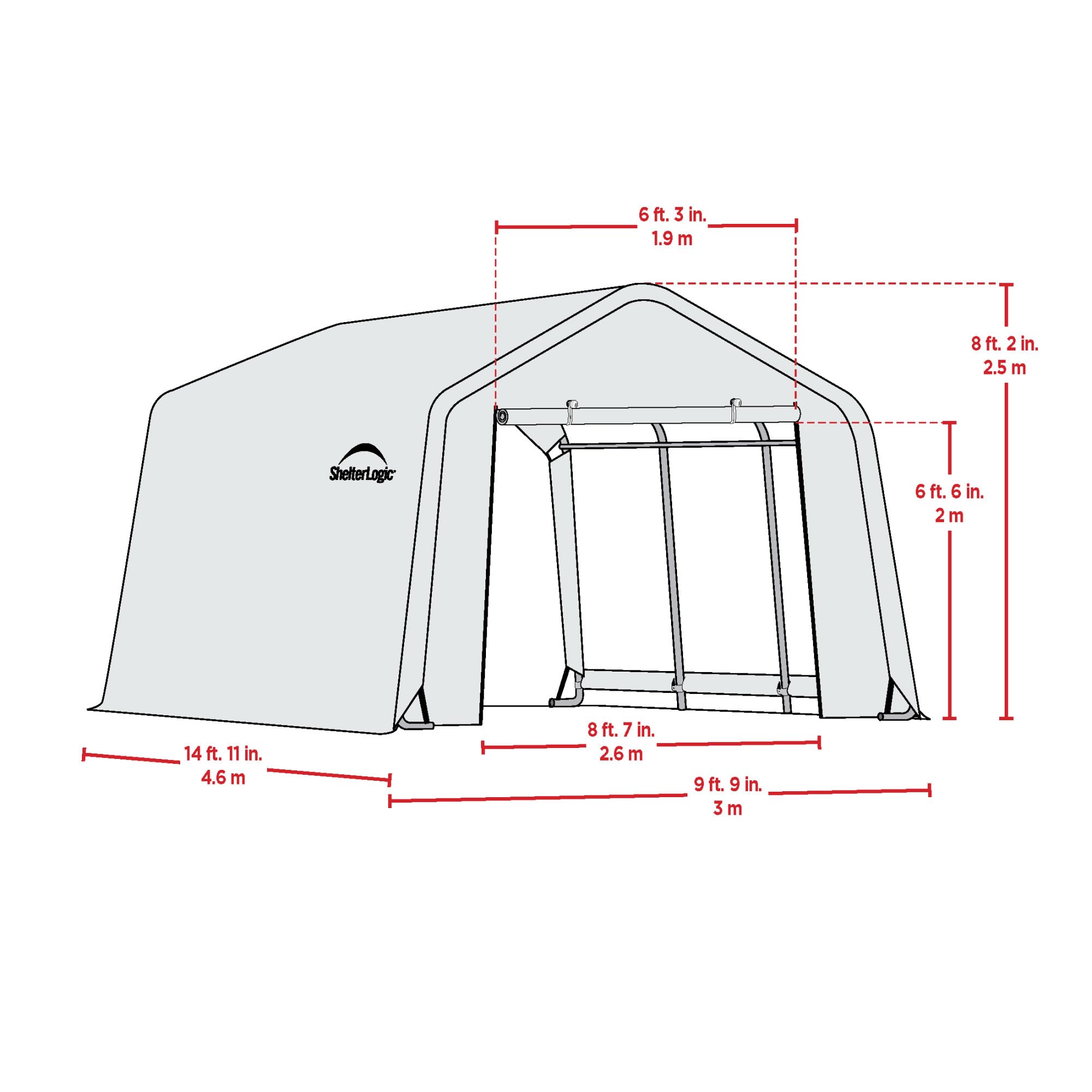 ShelterLogic Peak Style Roof Instant Garage Carport Car Canopy with Steel Frame and Waterproof UV-Treated Cover - Image 2