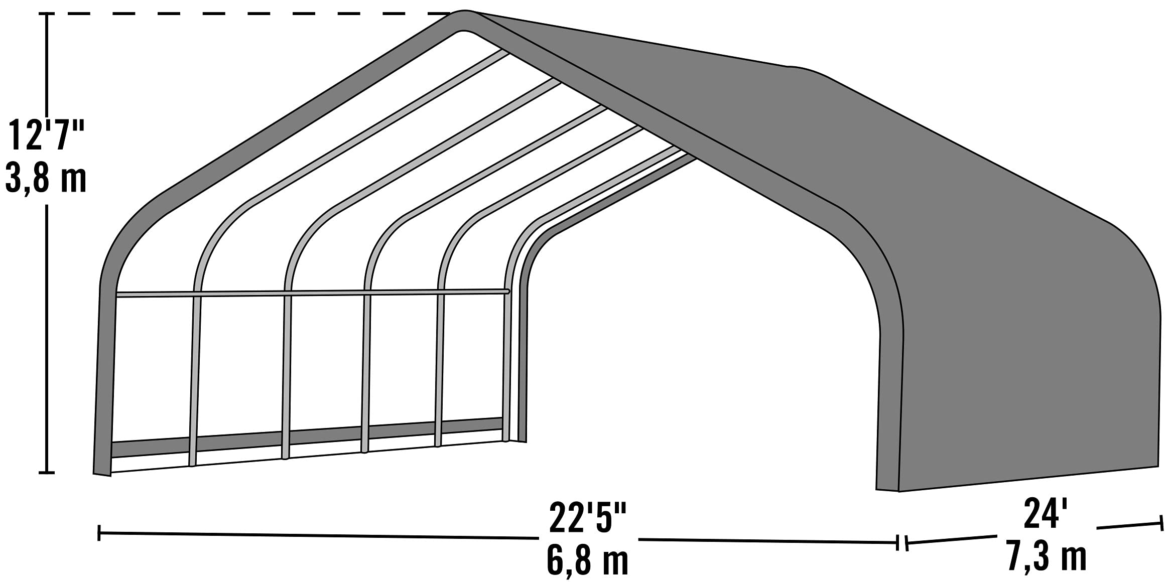 ShelterLogic Peak Style Run-in Shed - Green, 24ft.L x 22ft.W x 12ft.H, Model Number 58542 - Image 4