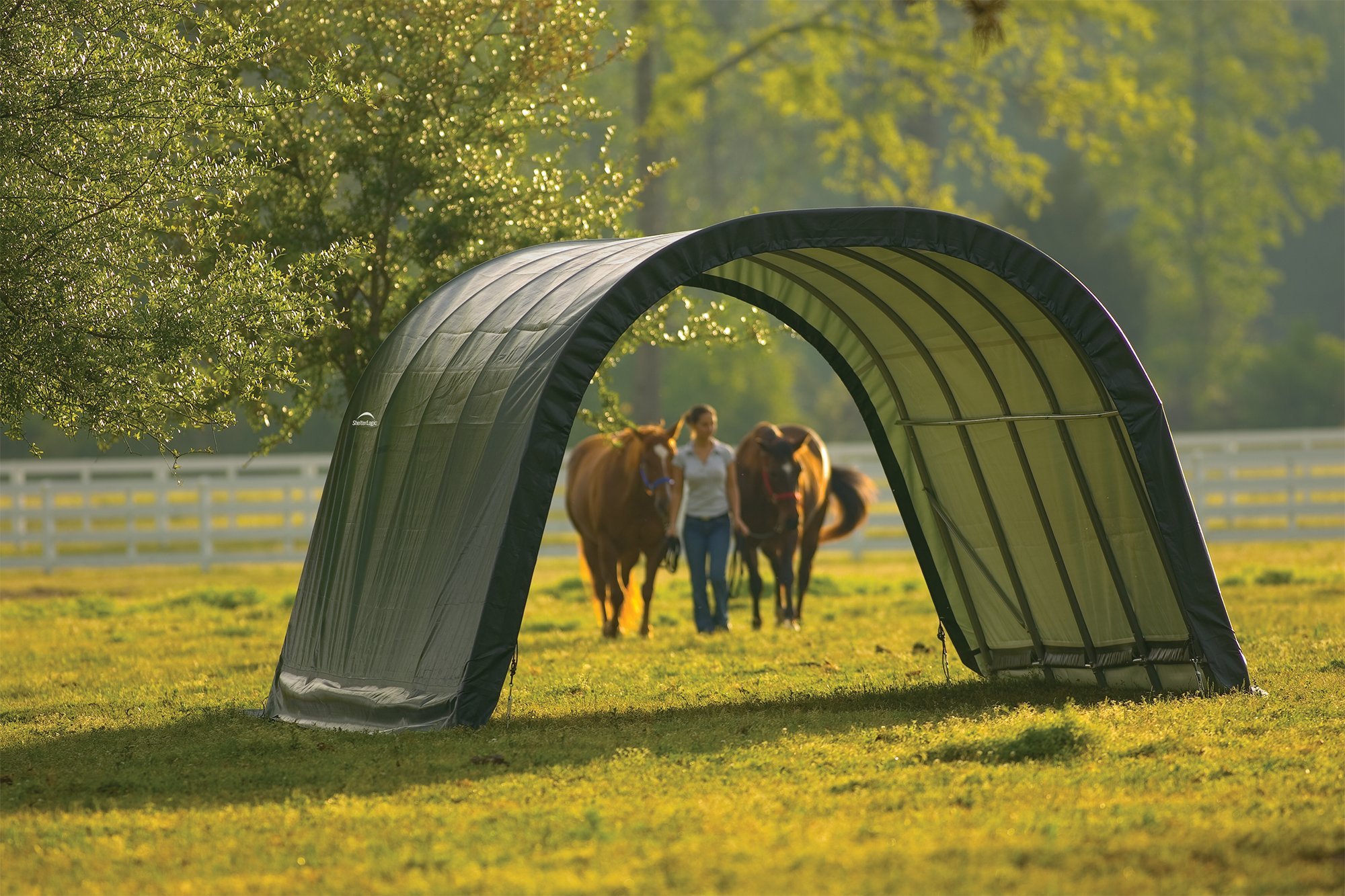 ShelterLogic Peak Style Run-in Shed - Green, 24ft.L x 22ft.W x 12ft.H, Model Number 58542 - Image 6