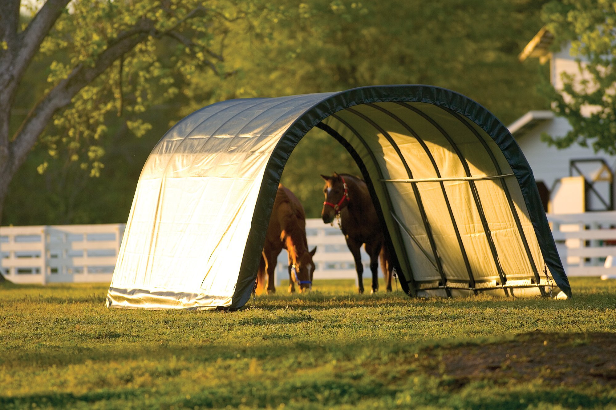 ShelterLogic Peak Style Run-in Shed - Green, 24ft.L x 22ft.W x 12ft.H, Model Number 58542 - Image 7