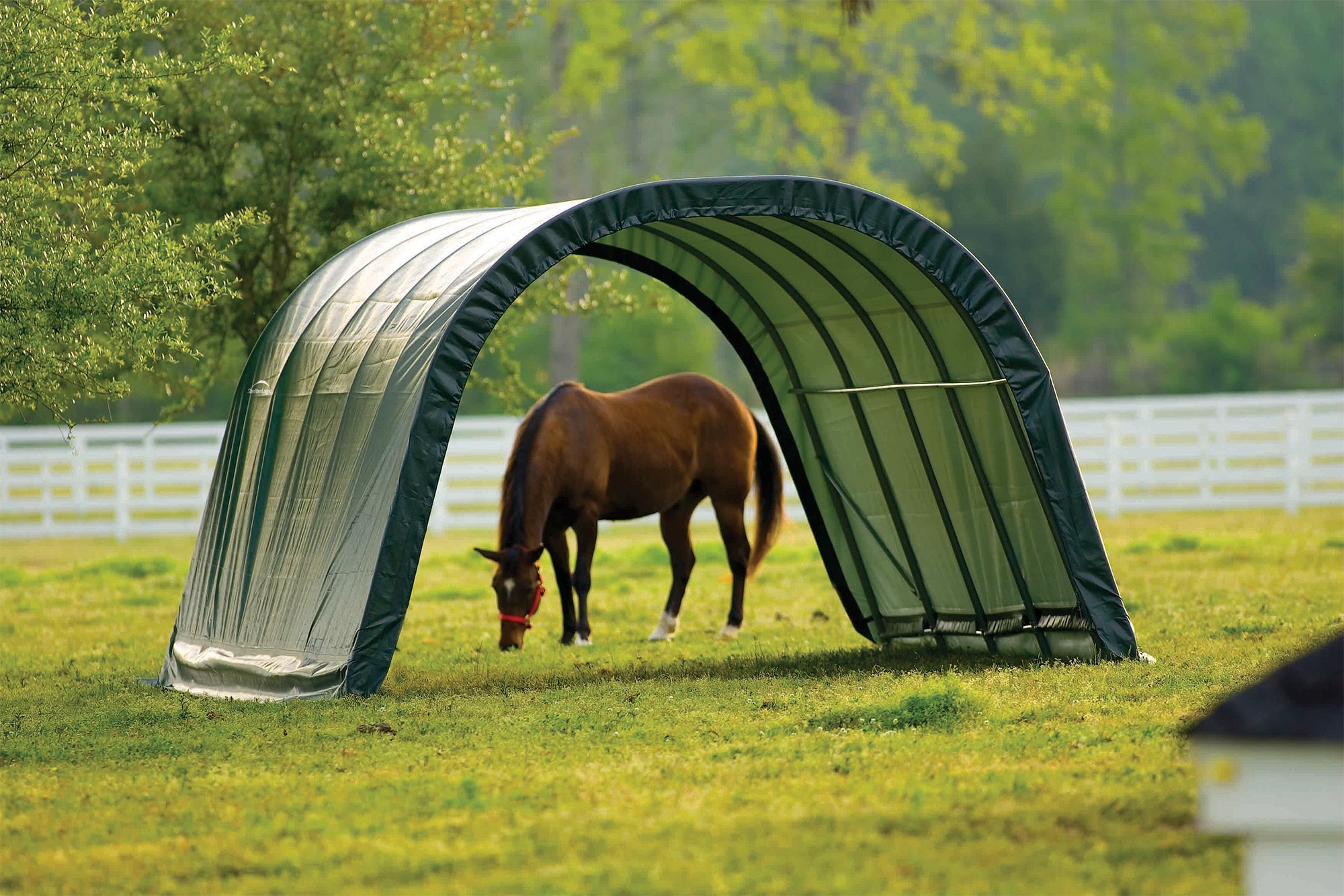 ShelterLogic Peak Style Run-in Shed - Green, 24ft.L x 22ft.W x 12ft.H, Model Number 58542 - Image 8