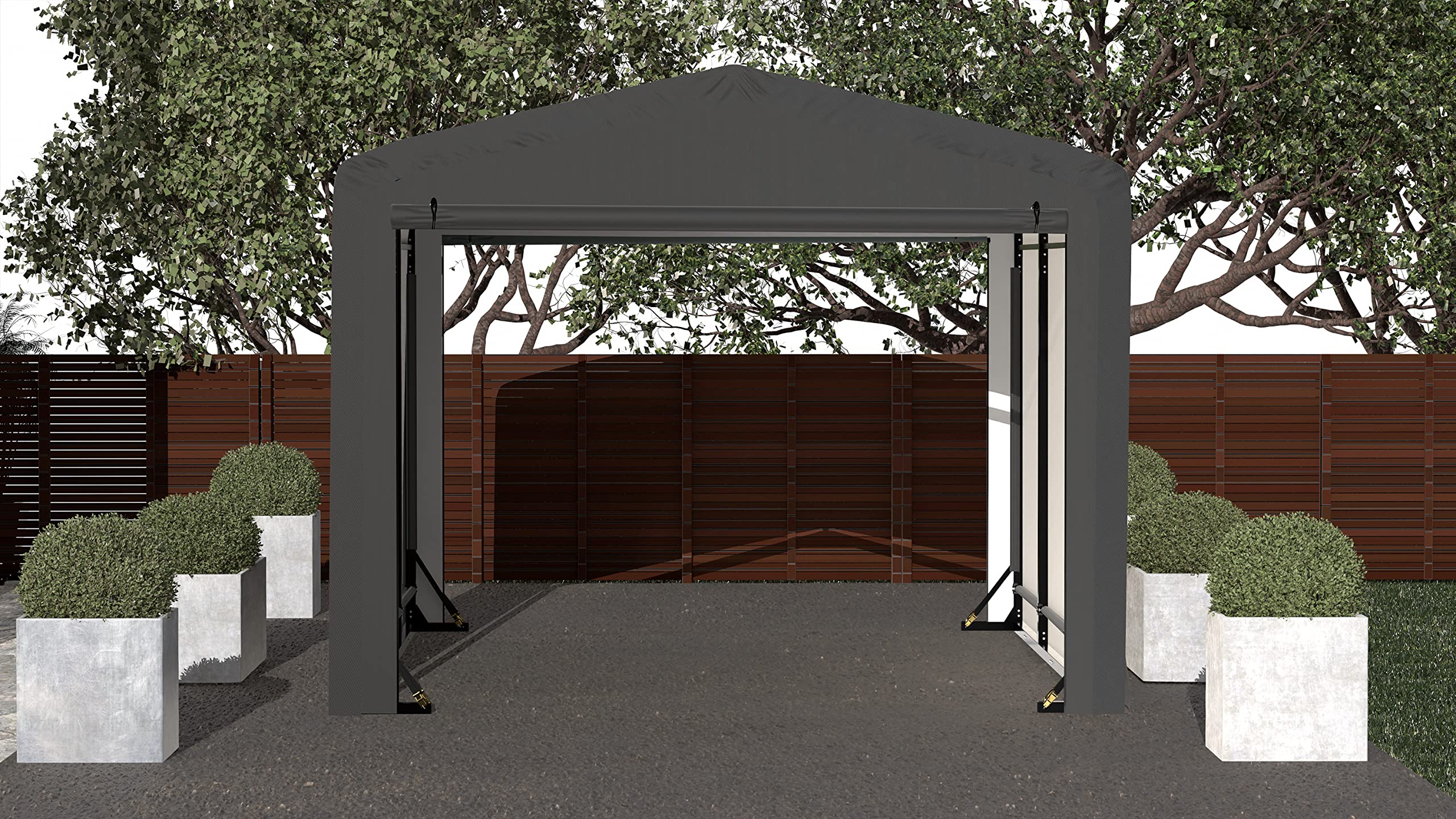ShelterLogic ShelterTube Garage & Storage Shelter, 10' x 14' x 8' Heavy-Duty Steel Frame Wind and Snow-Load Rated Enclosure, Gray - Image 12