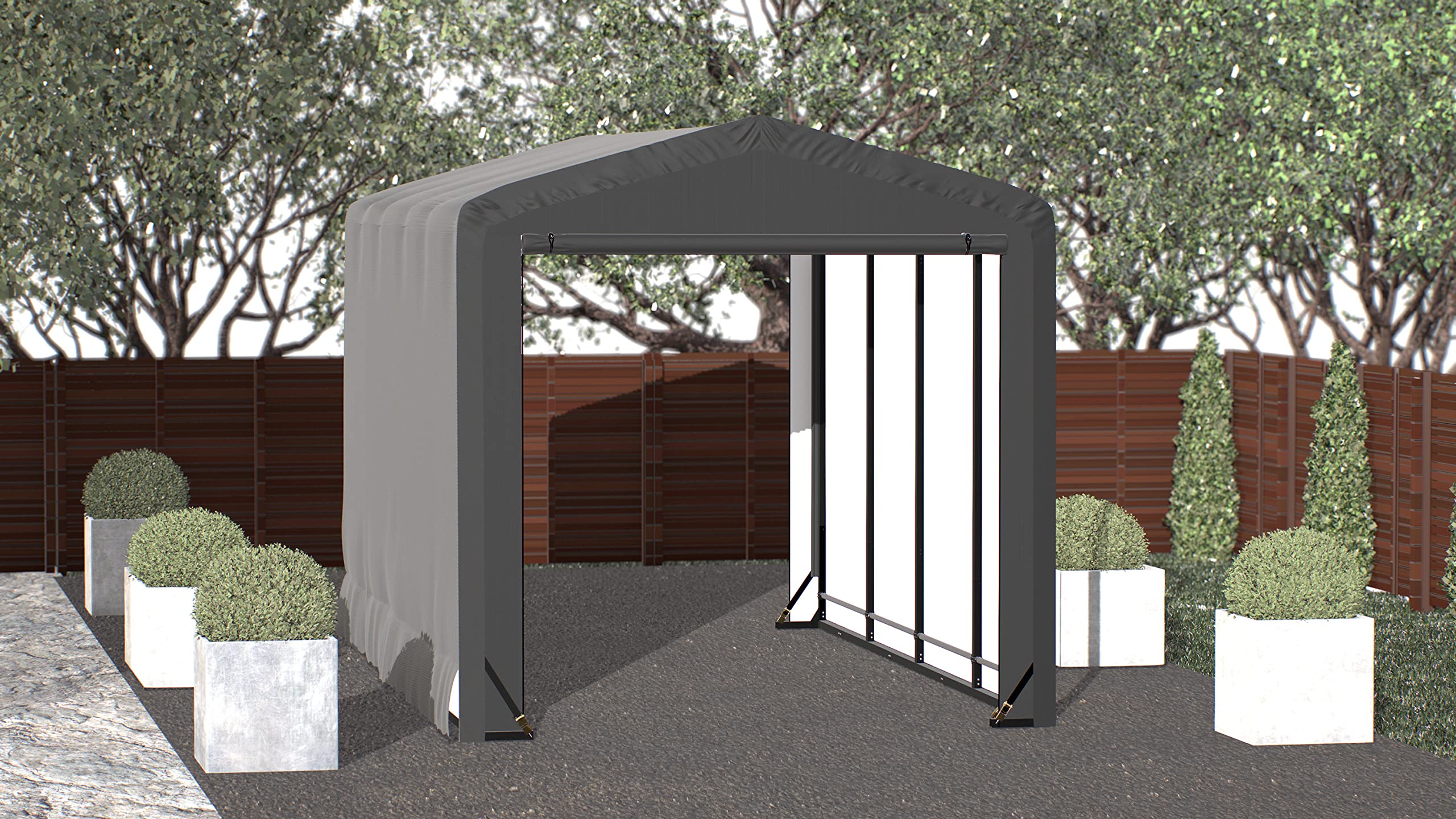 ShelterLogic ShelterTube Garage & Storage Shelter, 10' x 18' x 10' Heavy-Duty Steel Frame Wind and Snow-Load Rated Enclosure, Gray - Image 2
