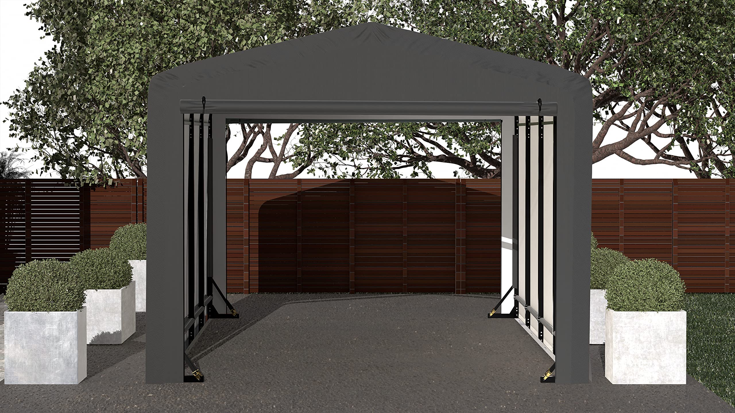 ShelterLogic ShelterTube Garage & Storage Shelter, 10' x 18' x 8' Heavy-Duty Steel Frame Wind and Snow-Load Rated Enclosure, Gray - Image 12
